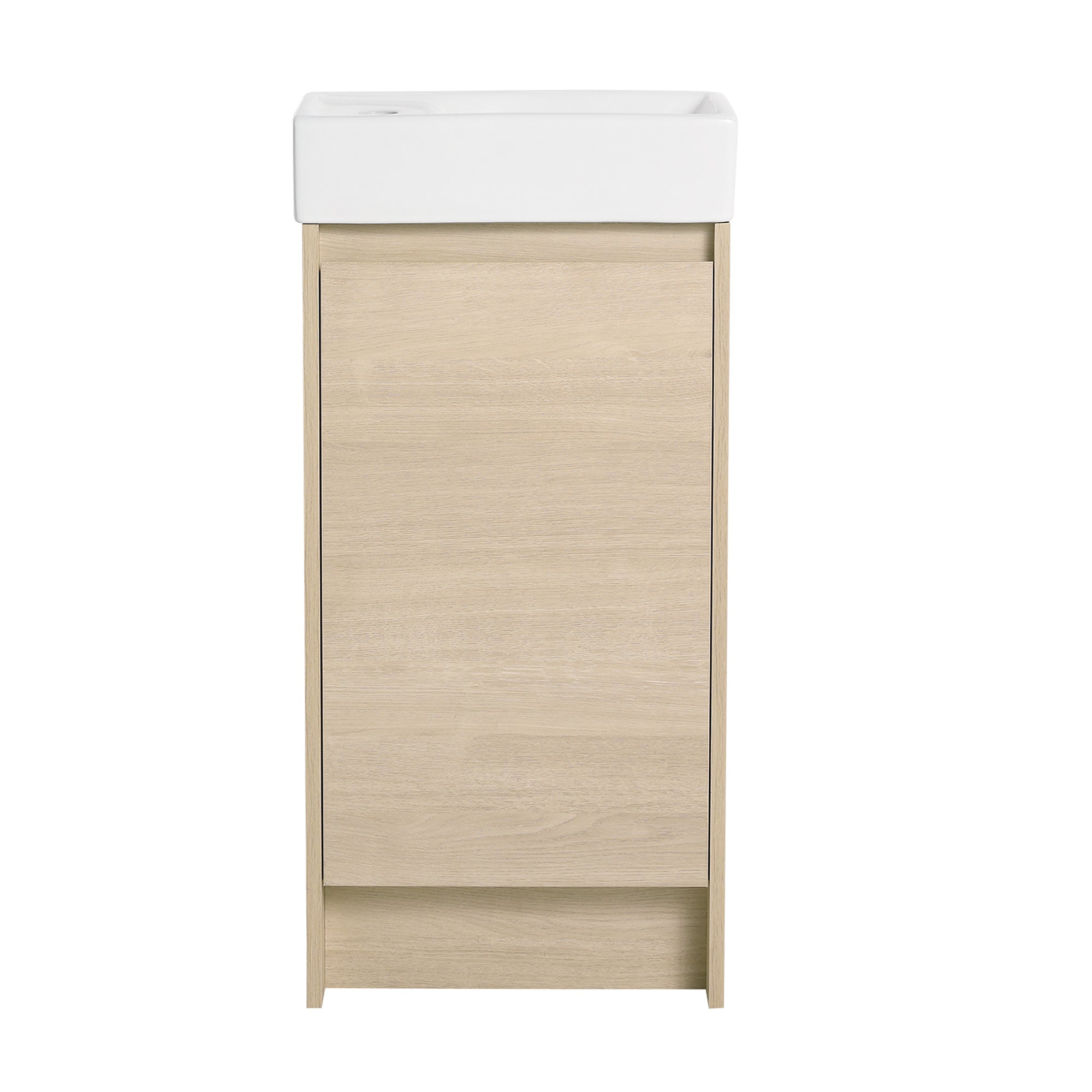 16 Inch Freestanding Bathroom Vanity with Ceramic Sink and Soft Closing Doors