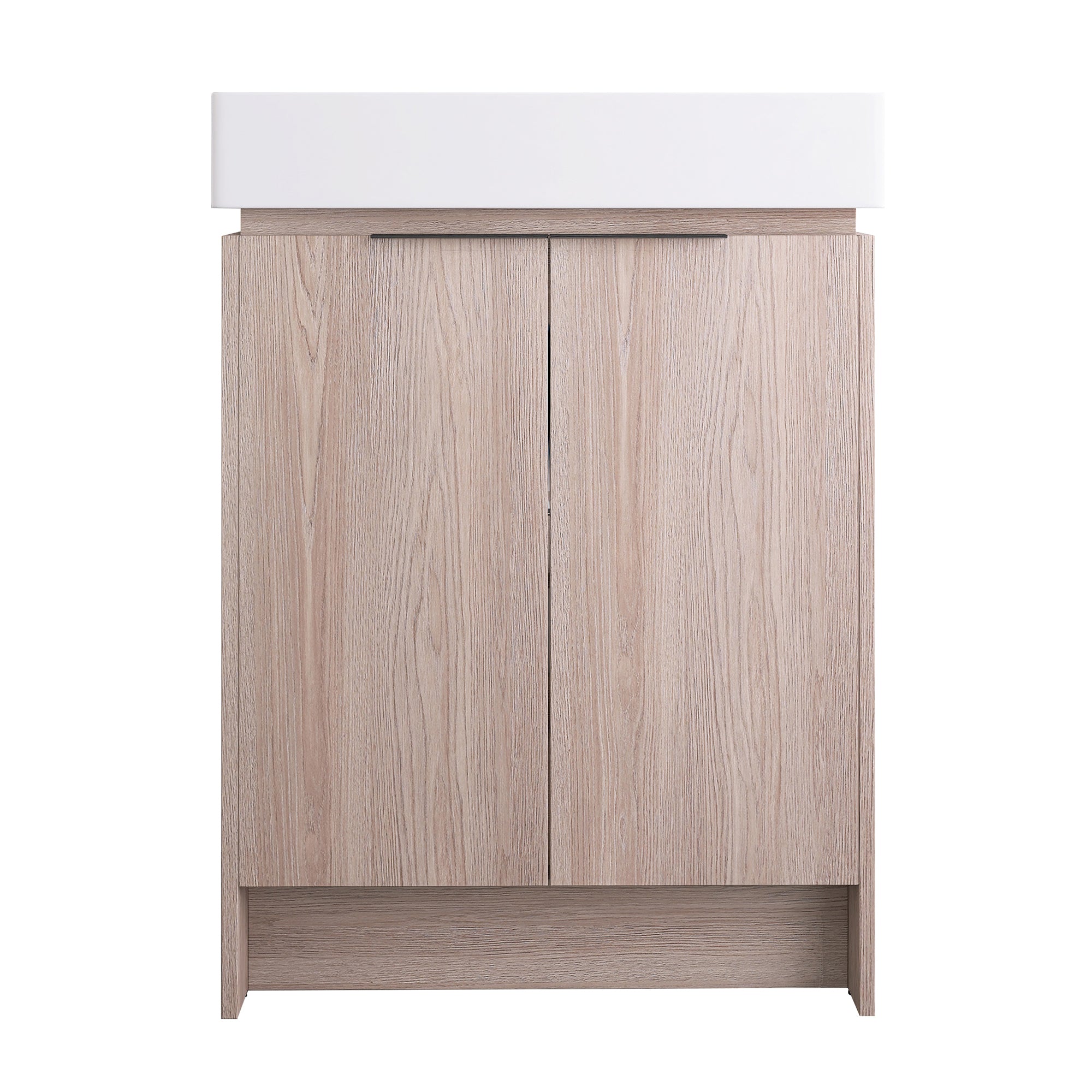 24 Inch Bathroom Vanity in White Oak With Ceramic Basin