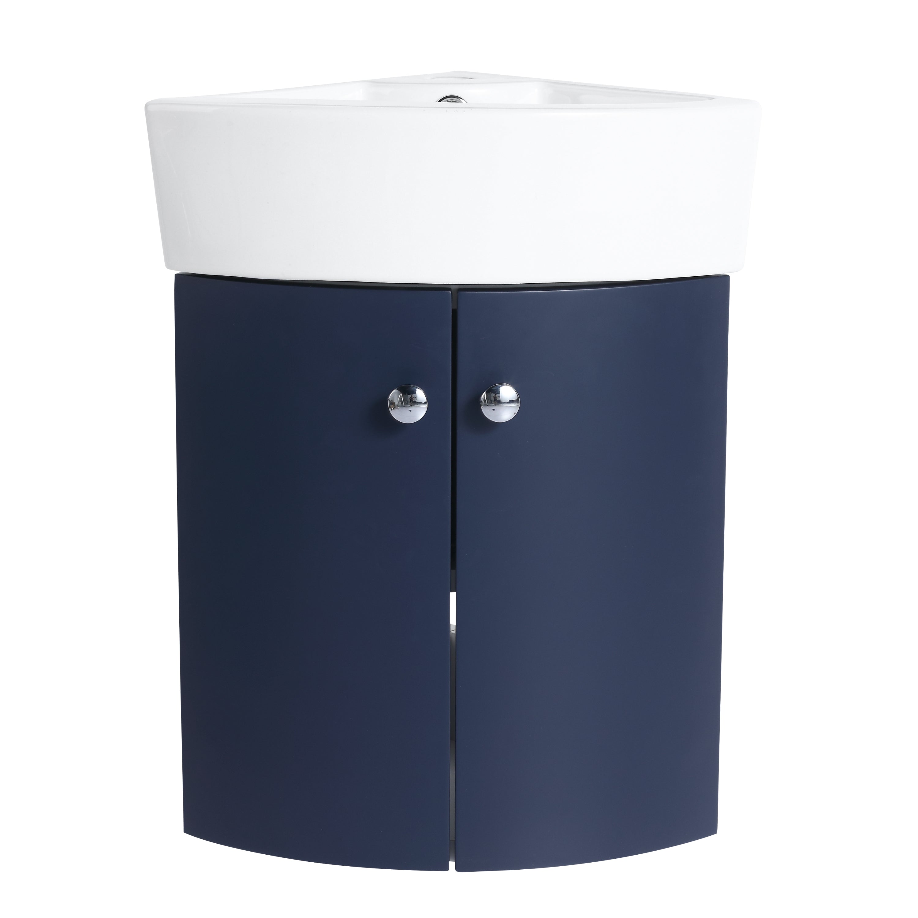 13 inch Plywood Wall Mounted Bathroom Vanity Set in Navy Blue with Integrated Ceramic Sink with Drain