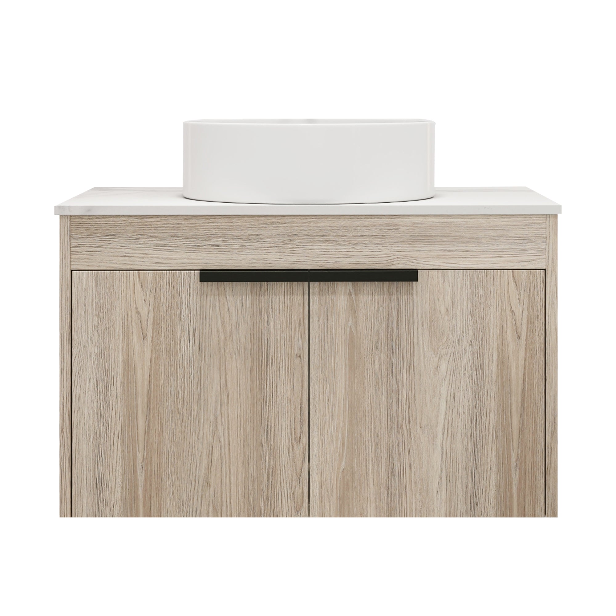 30Inch Modern Design Float Bathroom Vanity Set in White Oak  with Soft Close Door  With Ceramic Basin