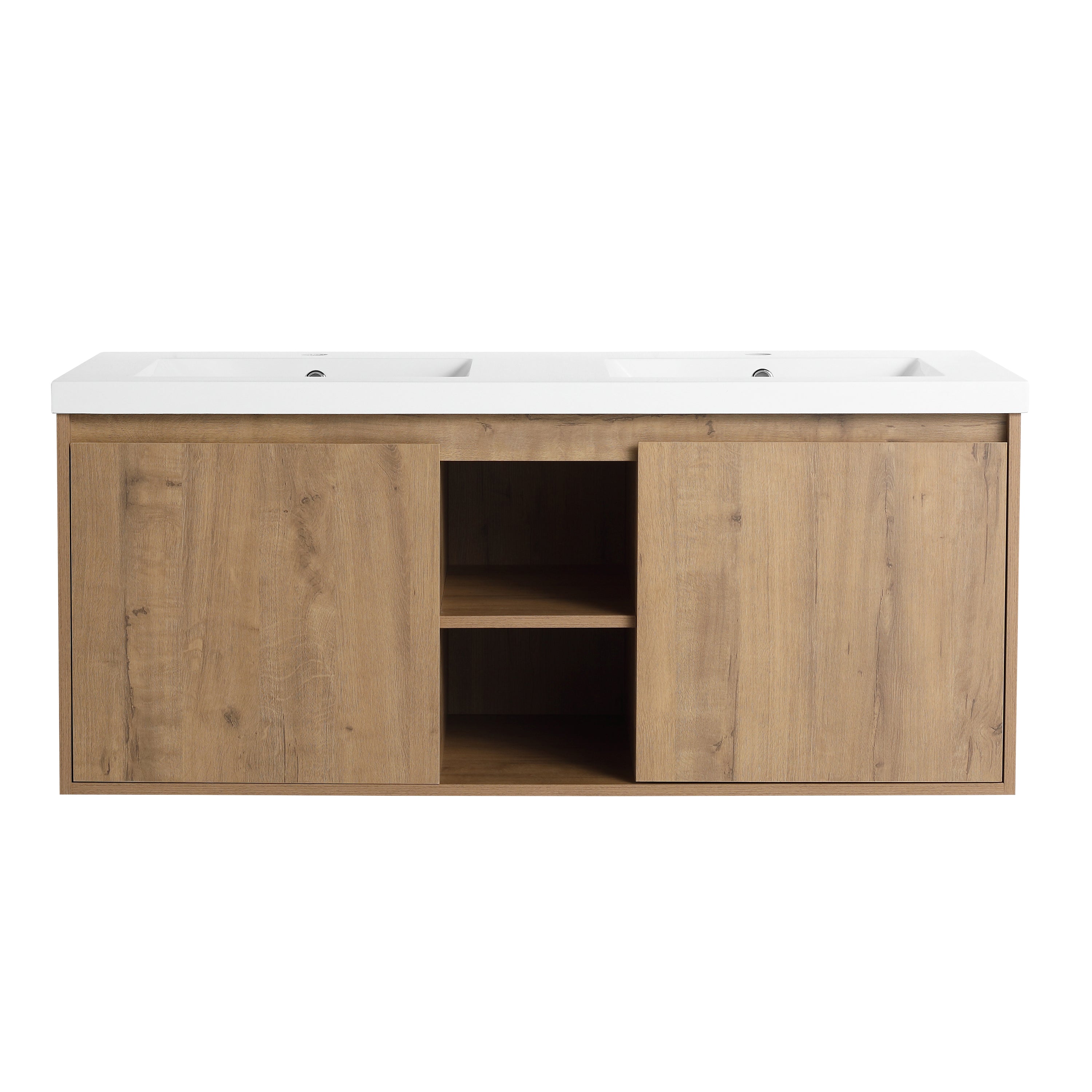 48" Wall Mounted Bathroom Vanity With Double Sink, Soft Closing Door Hinge