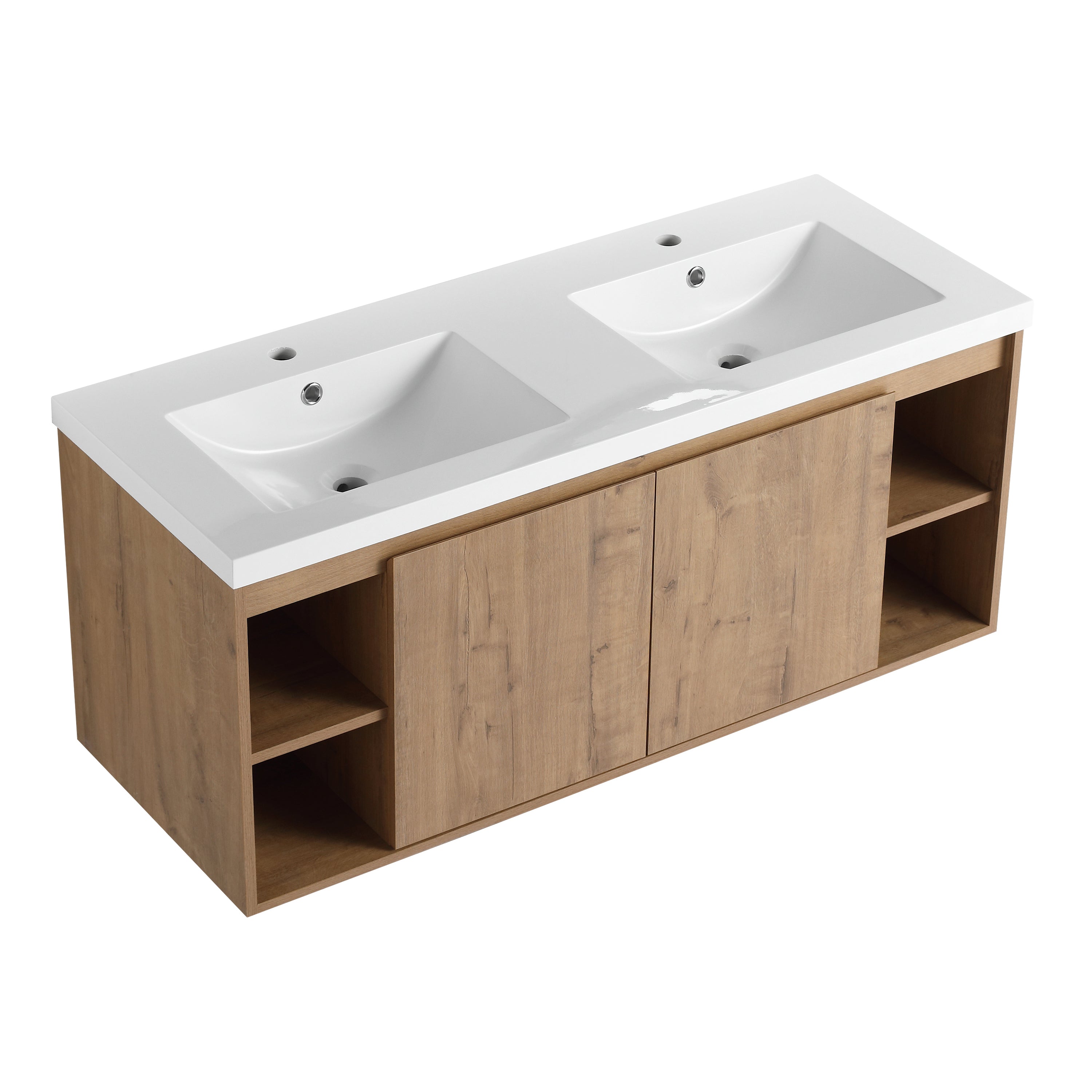 48" Wall Mounted Bathroom Vanity With Double Sink, Soft Closing Door Hinge