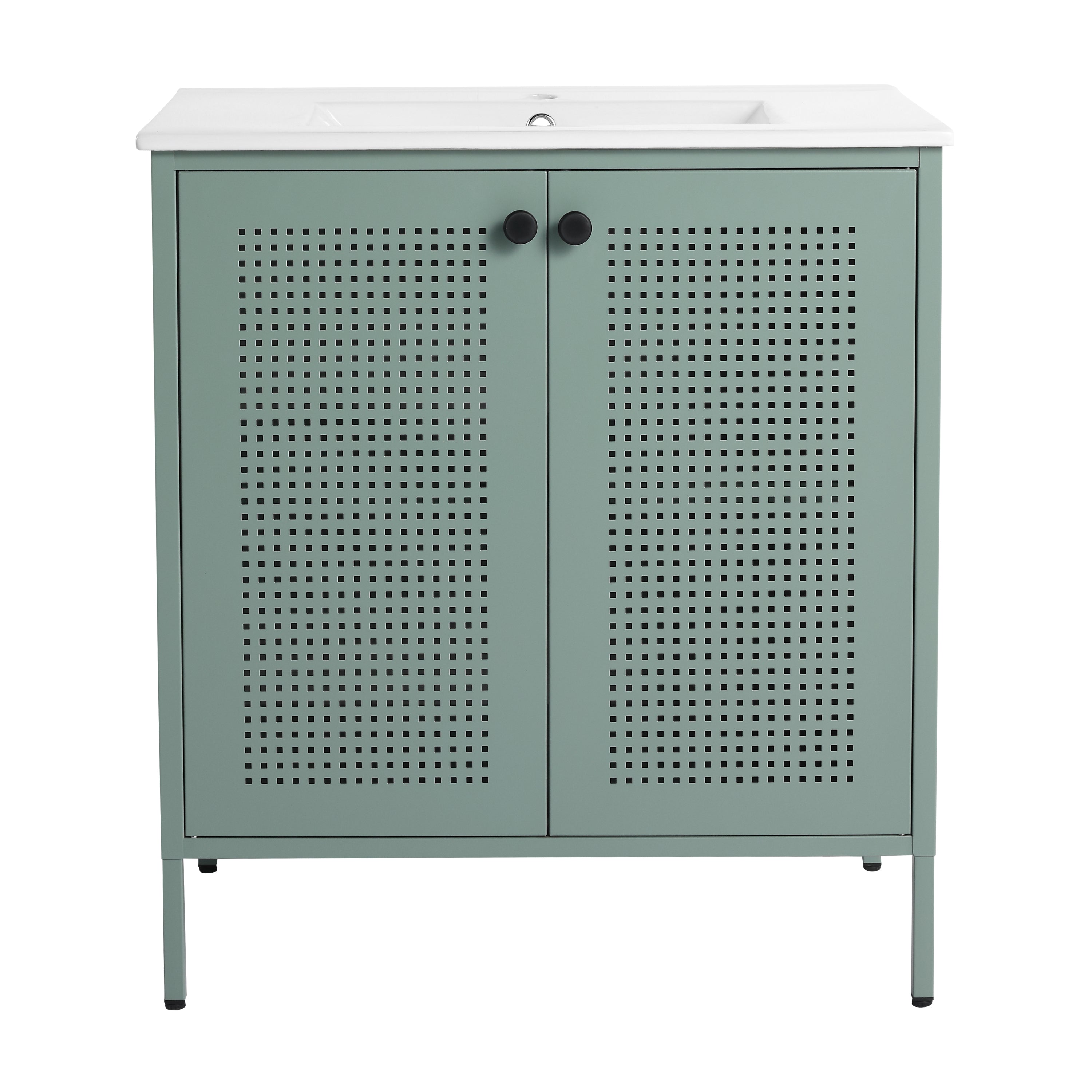 30 inch Freestanding Bathroom Vanity with Integrated Ceramic Sink with Drain