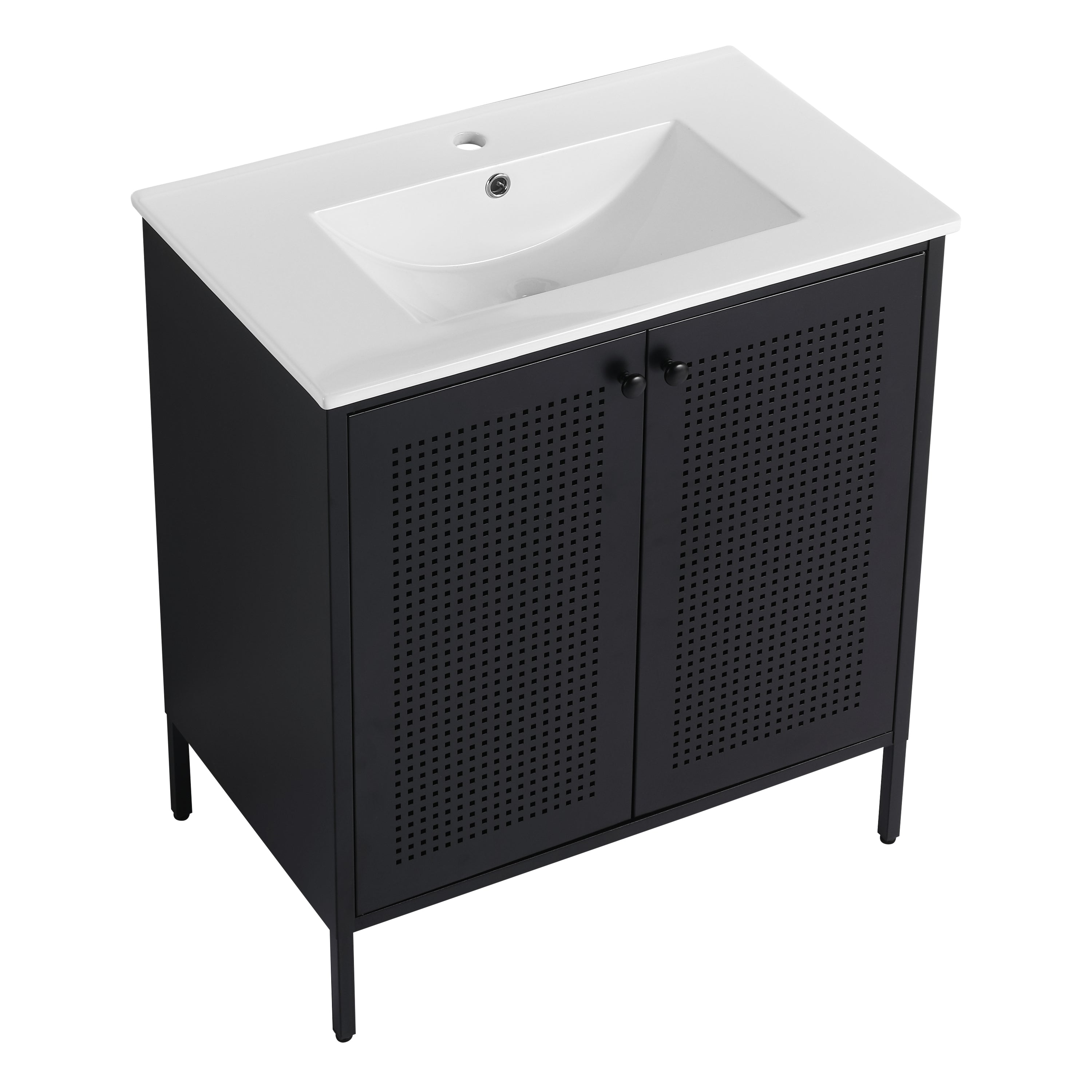 30 inch Freestanding Bathroom Vanity with Integrated Ceramic Sink with Drain