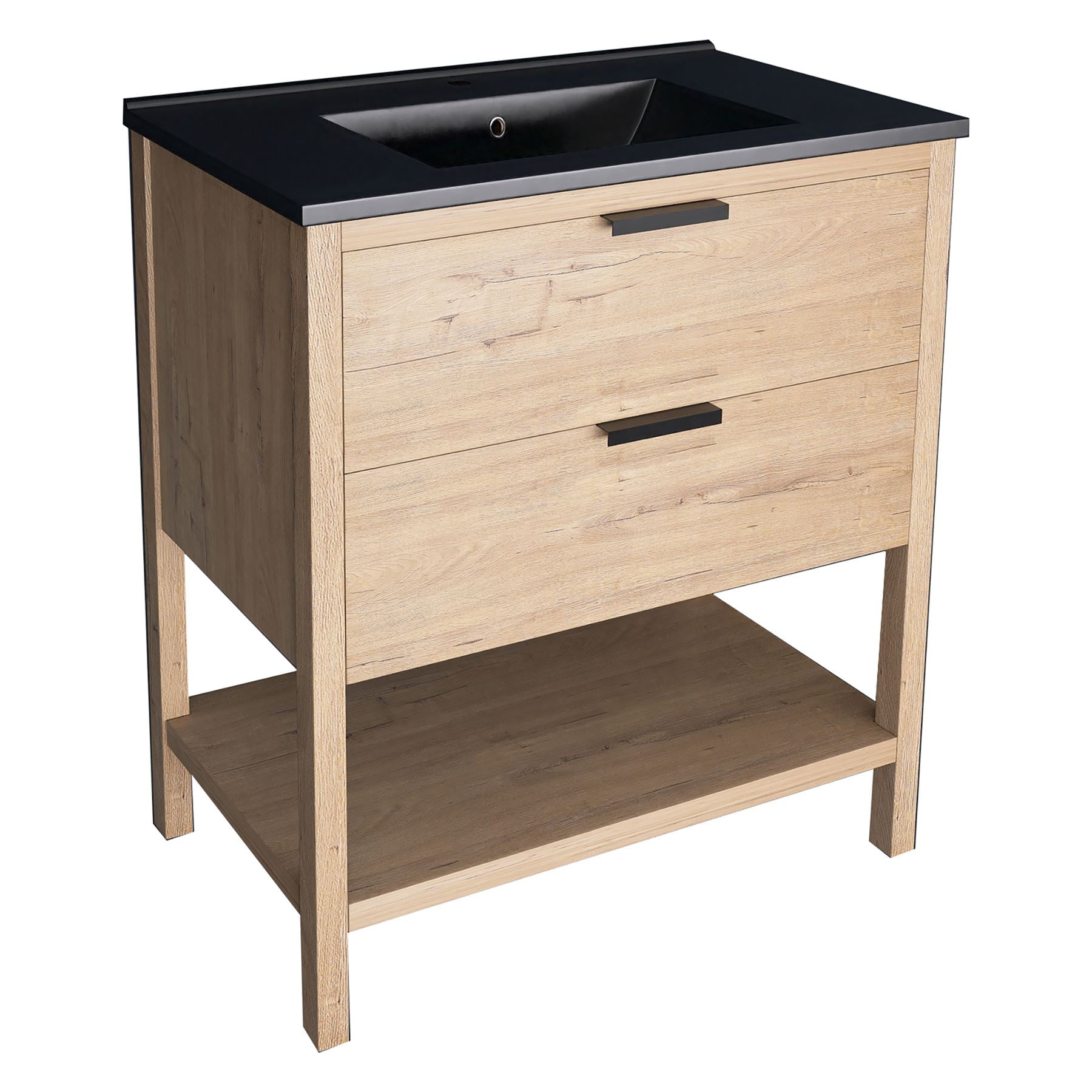 30 Inch Freestanding Bathroom Vanity Plywood With 2 Drawers with Ceramic Sink