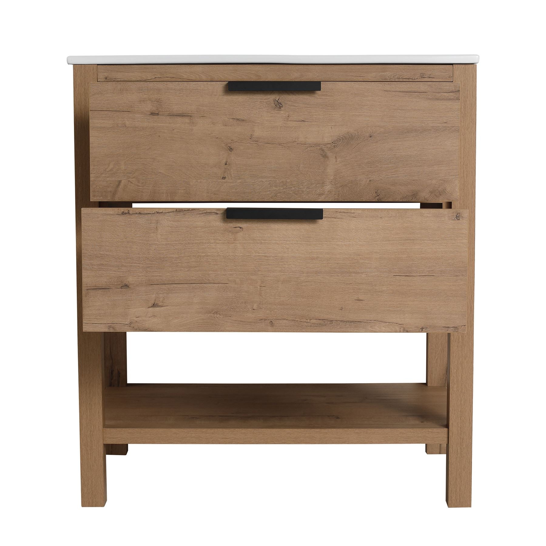 30 Inch Freestanding Bathroom Vanity Plywood With 2 Drawers with Ceramic Sink