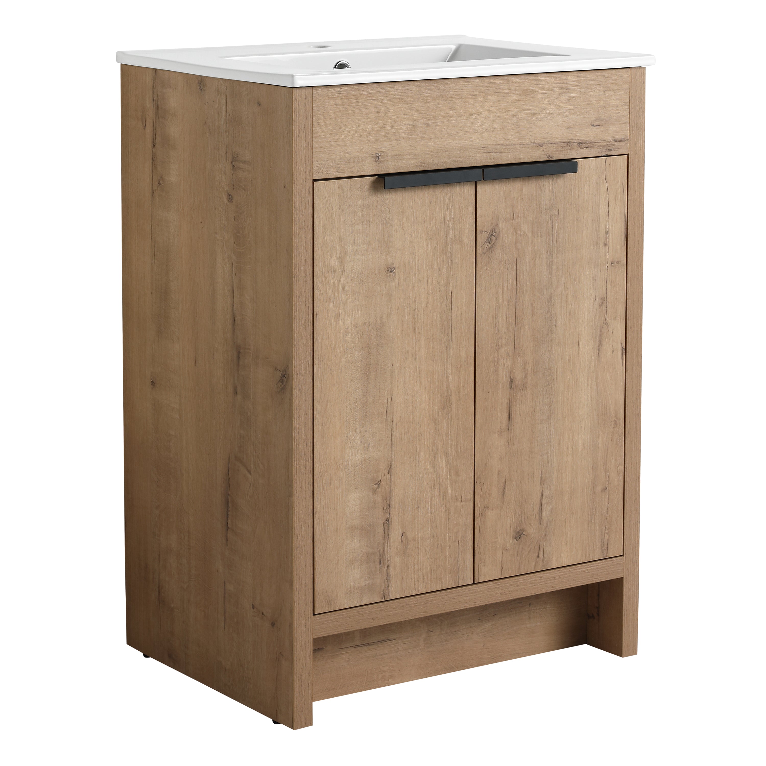 24 Inch Freestanding Bathroom Vanity with Ceramic Sink and 2 Soft-Close Cabinet Doors