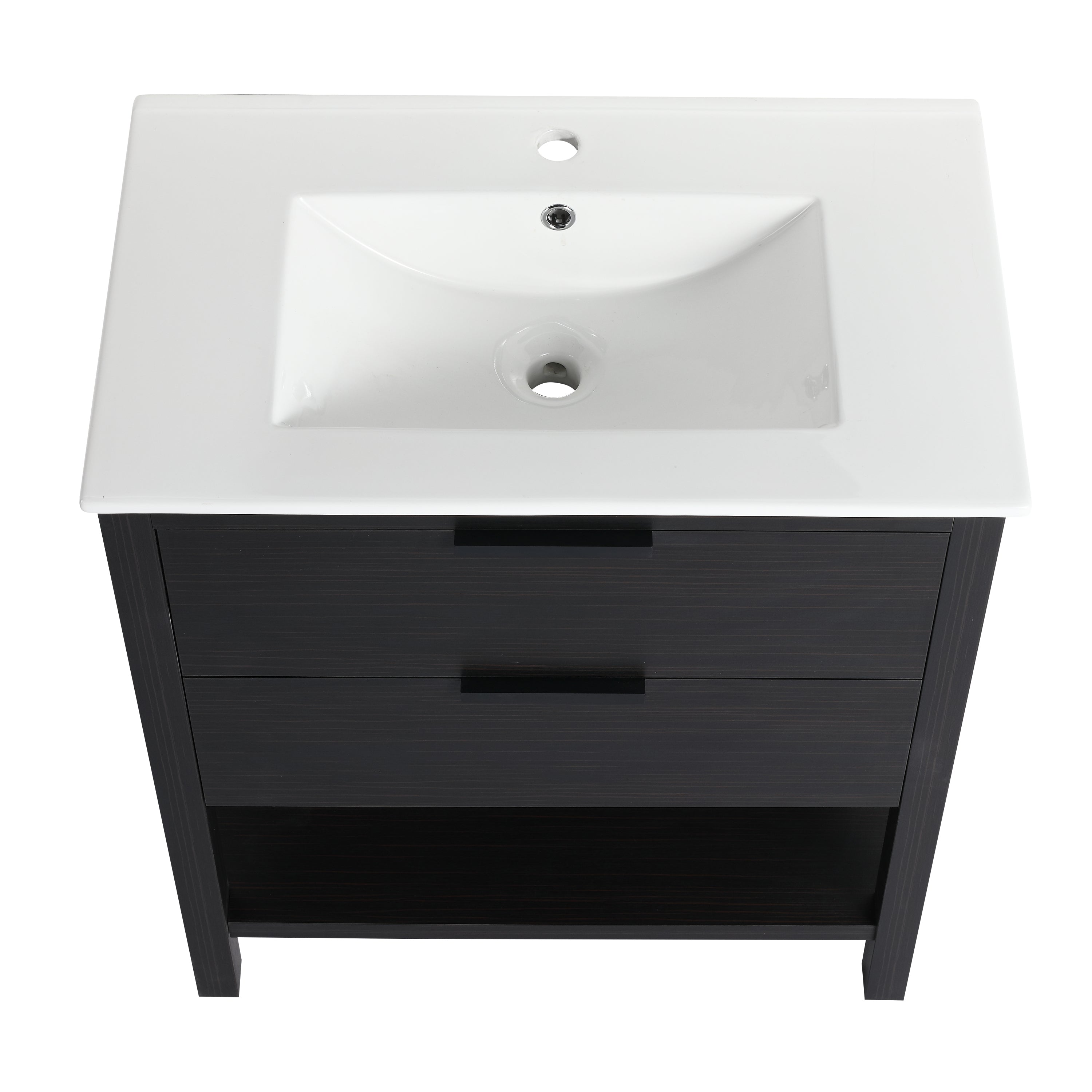30 Inch Freestanding Bathroom Vanity Plywood With 2 Drawers with Ceramic Sink