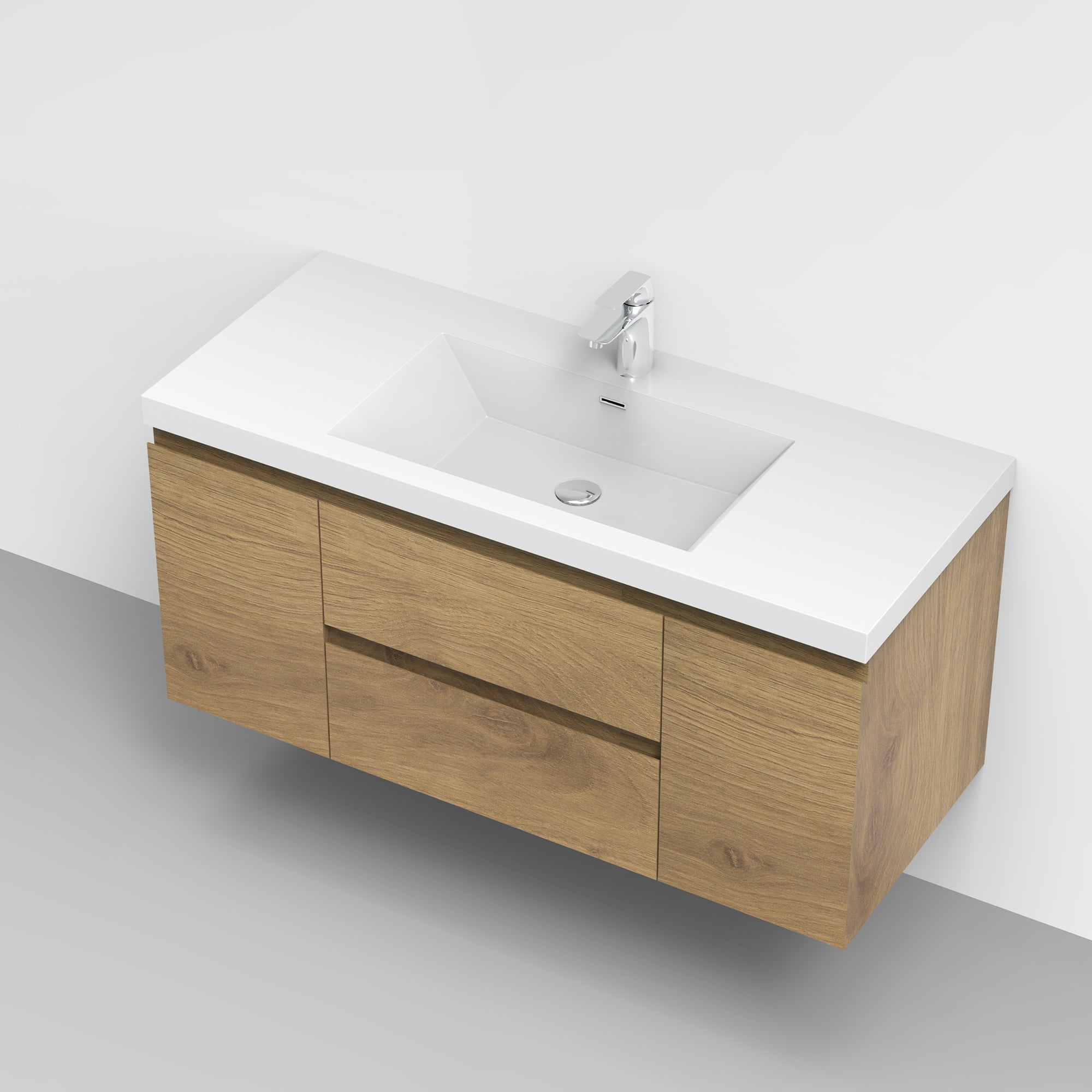 Wall-Mounted 2-drawer Bathroom Vanity Set with Integrated Resin Sink