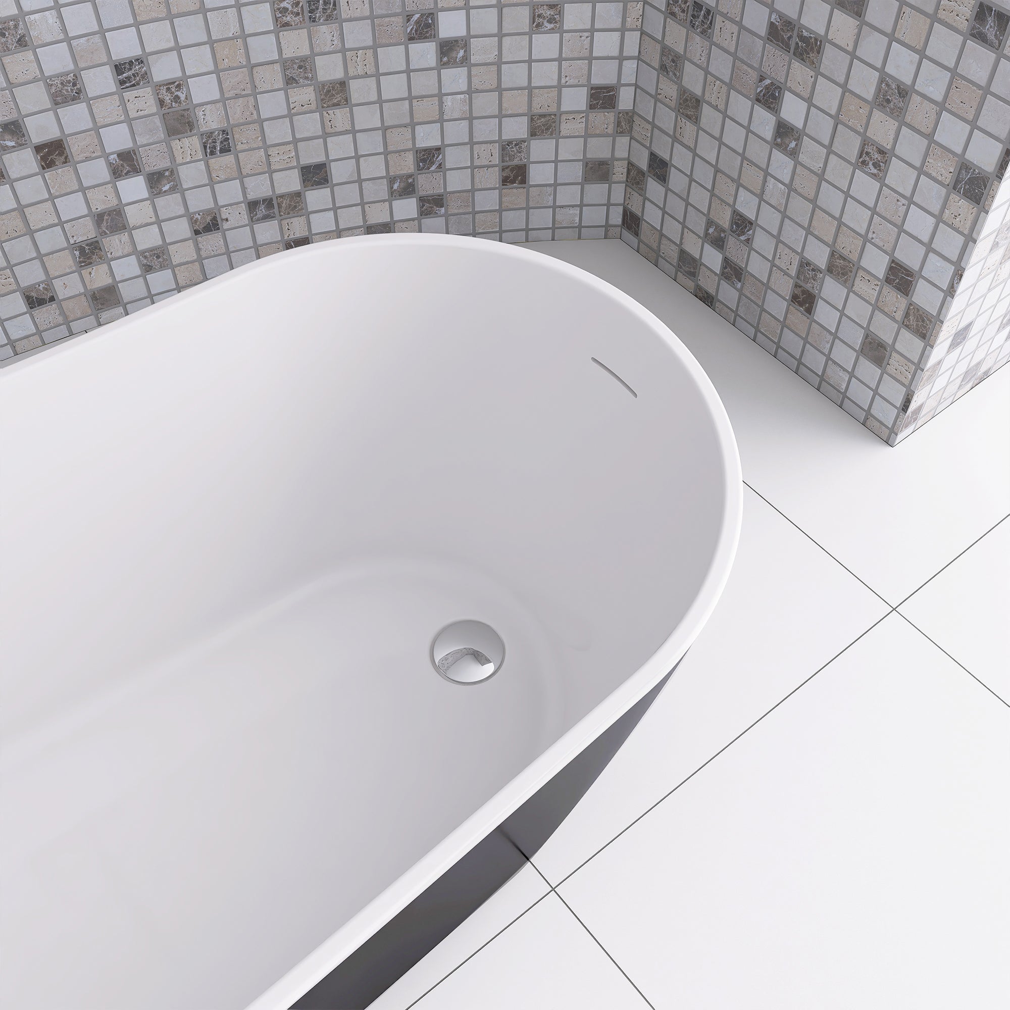 54 Inch Acrylic Freestanding Soaking Bathtub with Overflow