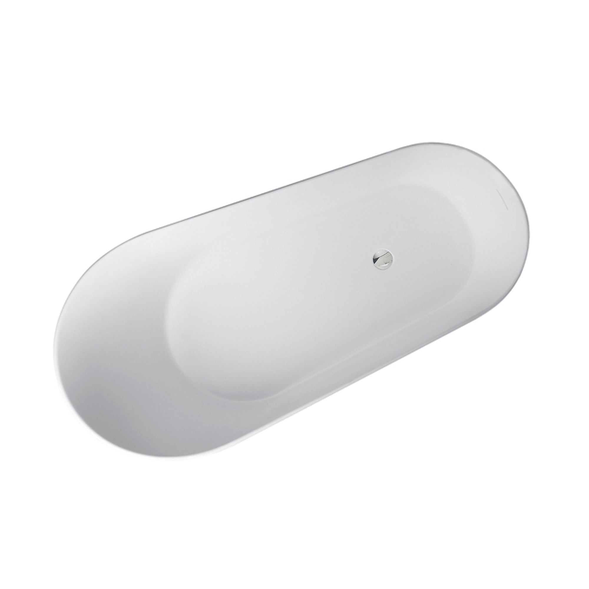 59 in. W Solid Surface Freestanding Flatbottom Soaking Bathtub in Matte White