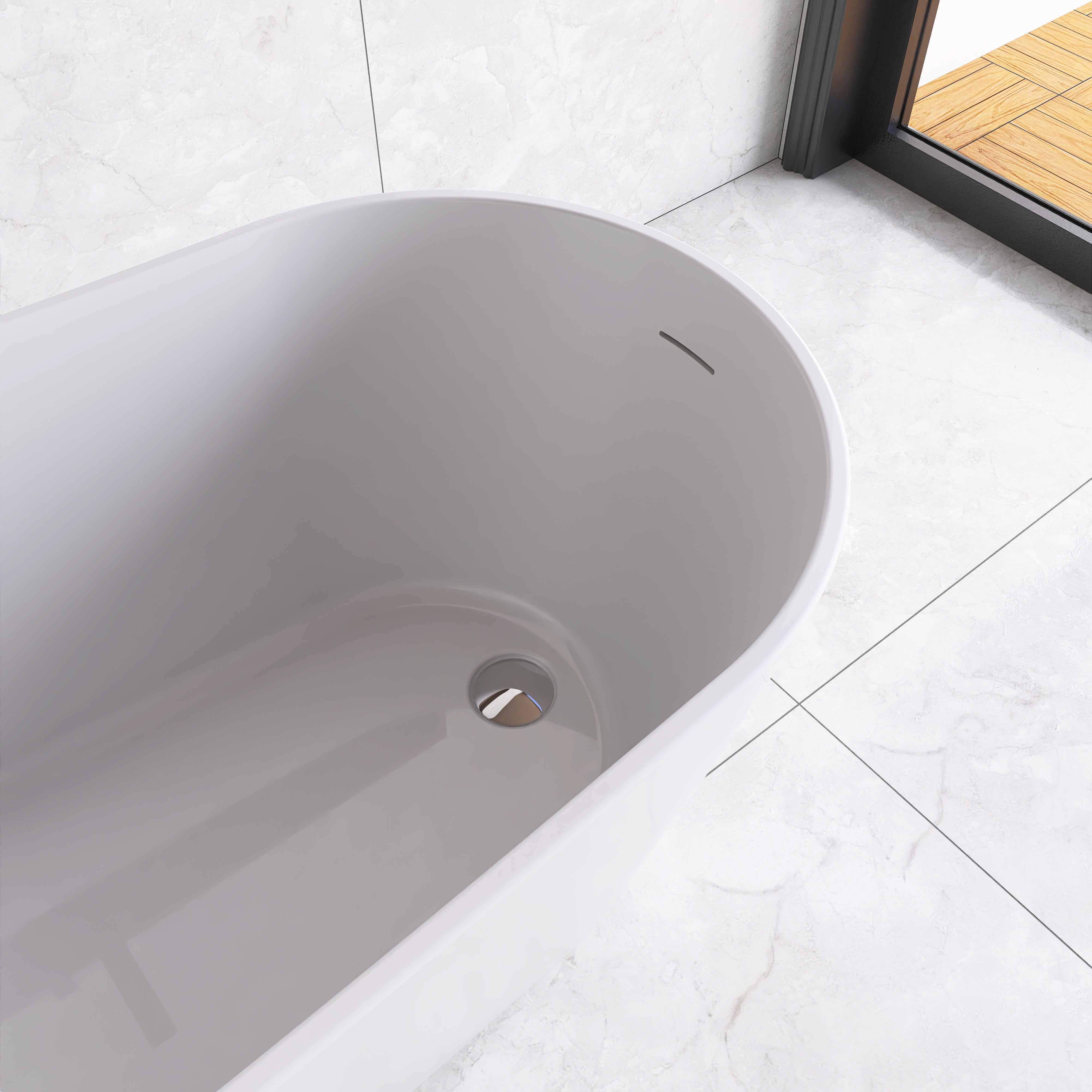 54 Inch Acrylic Freestanding Soaking Bathtub with Overflow