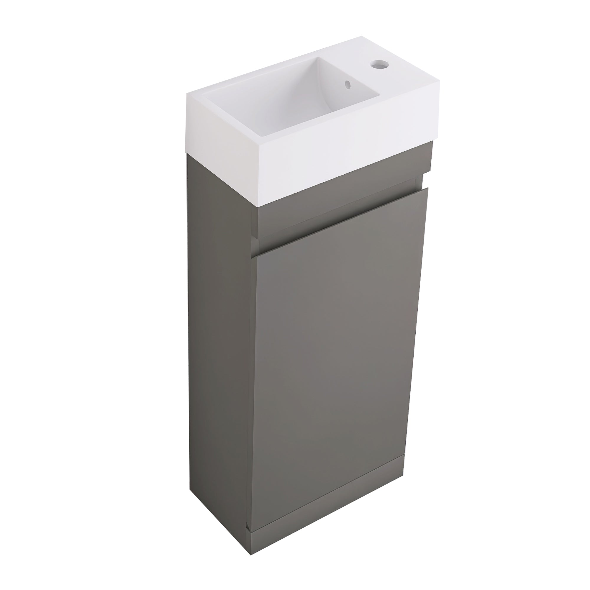 Wall-Mounted Bathroom Vanity Set in Grey with White Integrated Artificial Stone Sink