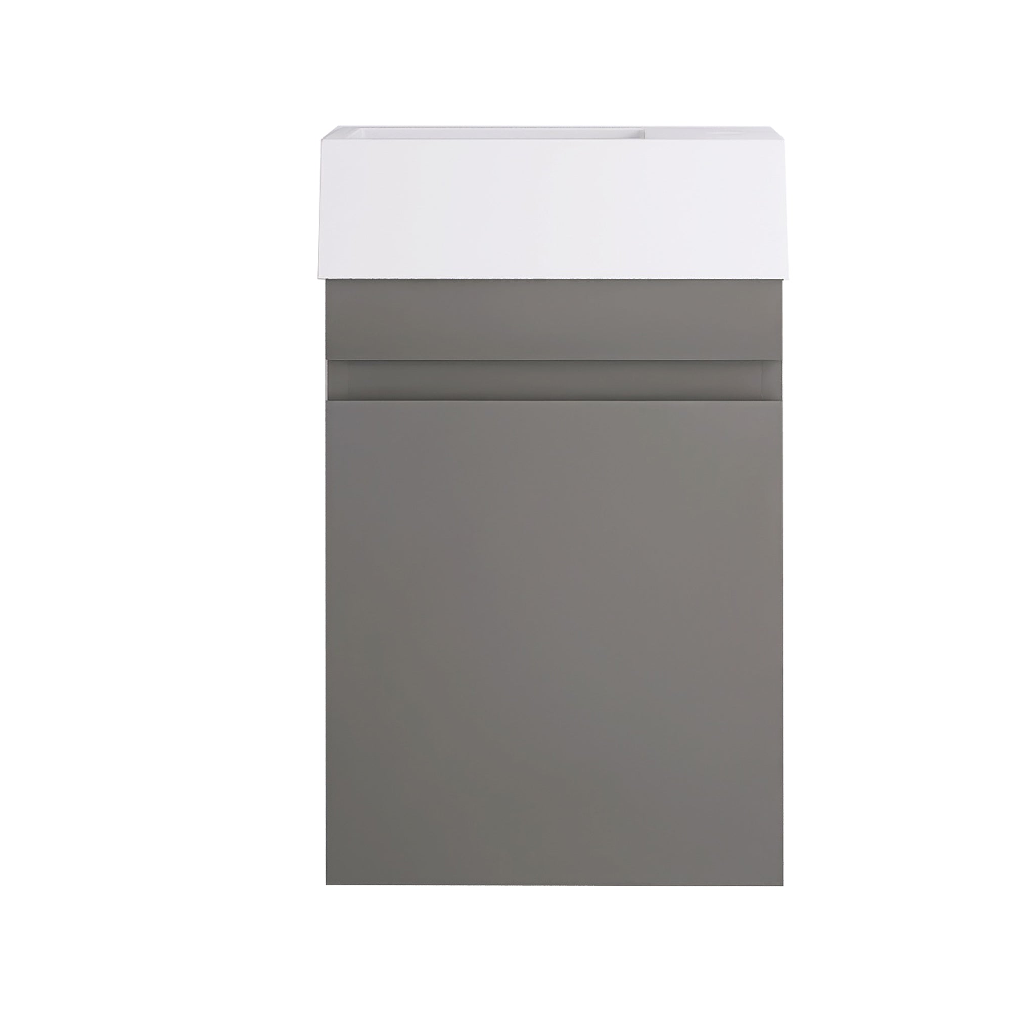 Wall-Mounted Bathroom Vanity Set in Grey with White Integrated Artificial Stone Sink