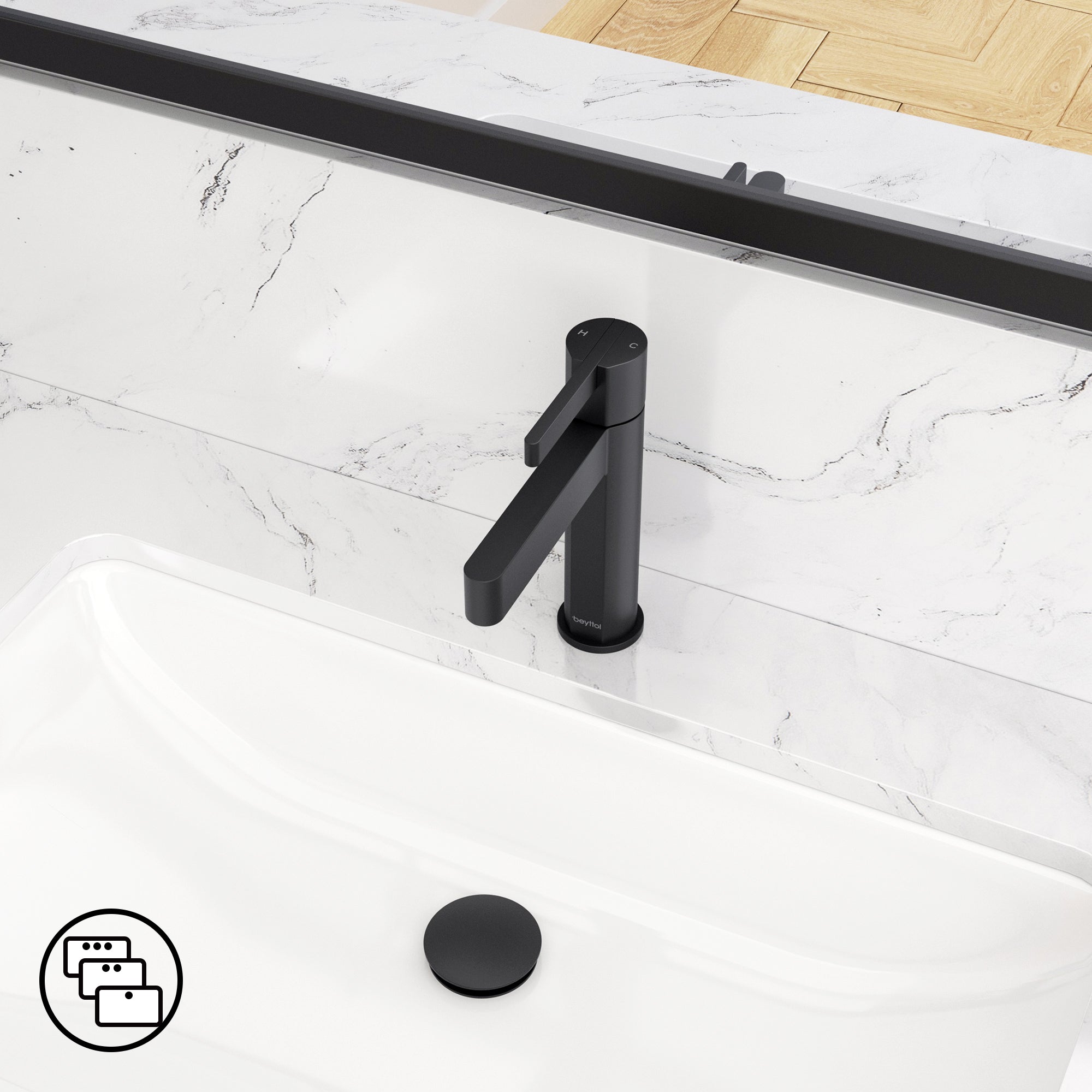 Single Handle Single Hole Brass Bathroom Faucet Set with Drainer