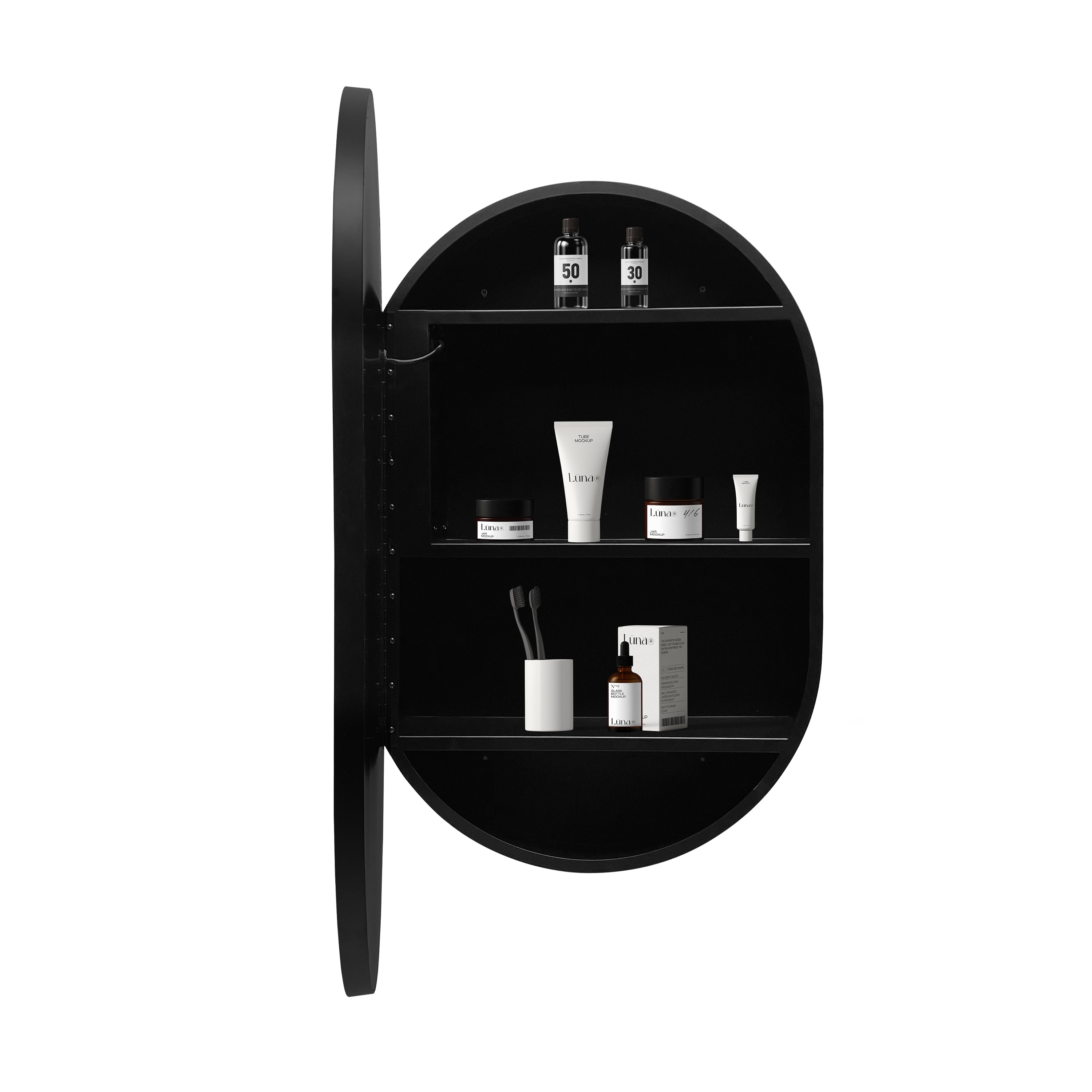 21 in. W x 31 in. H Black Framed Wall Mounted Bathroom Medicine Cabinet with LED Mirror