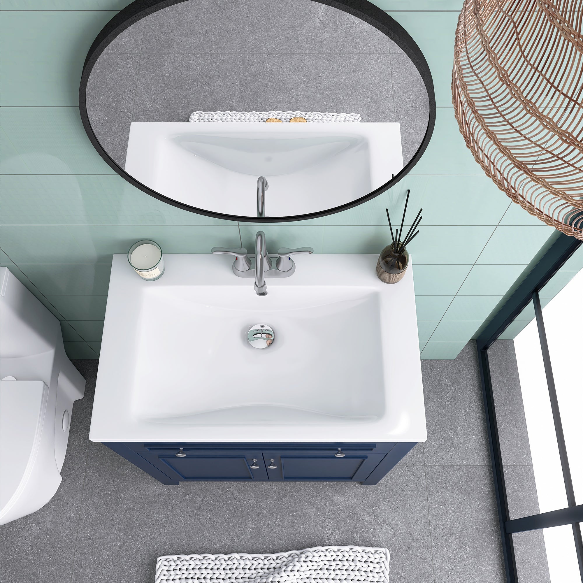 30 Inches MDF Freestanding Bathroom Vanity Set with Adjustable Shelf