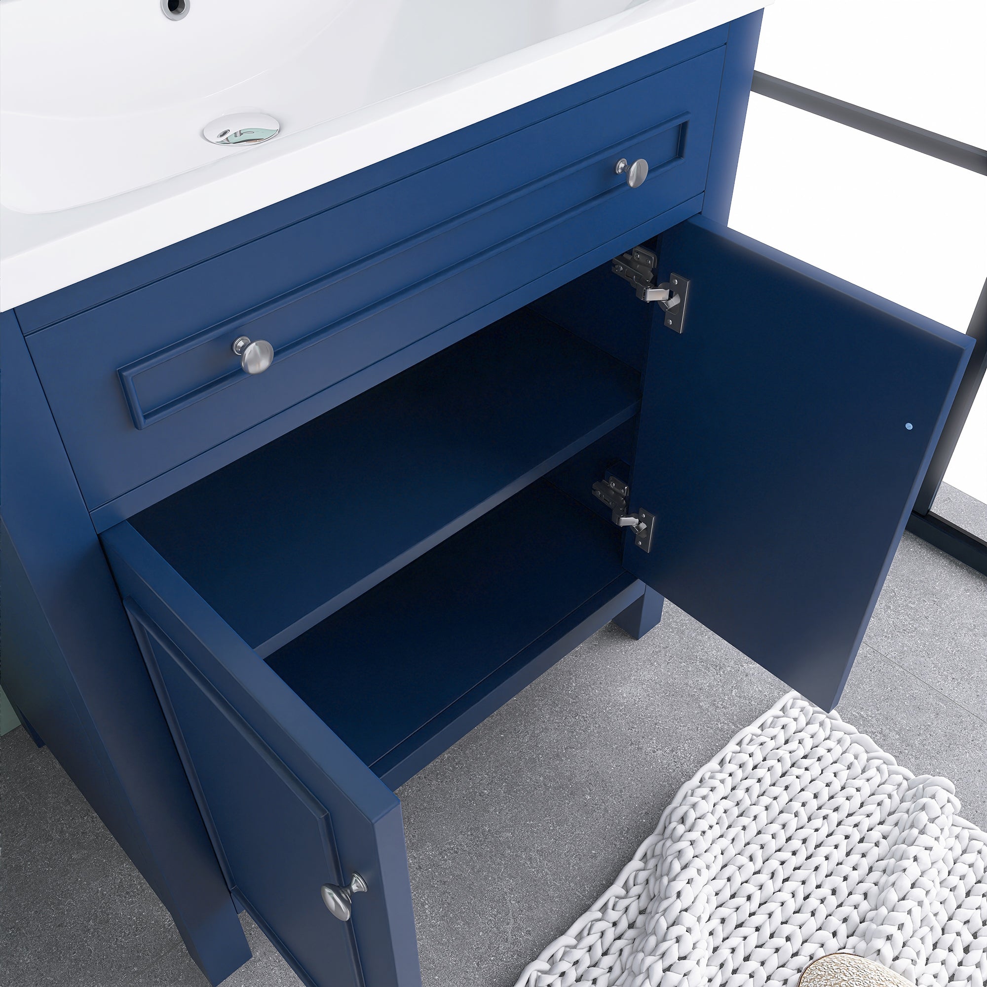30 Inches MDF Freestanding Bathroom Vanity Set with Adjustable Shelf