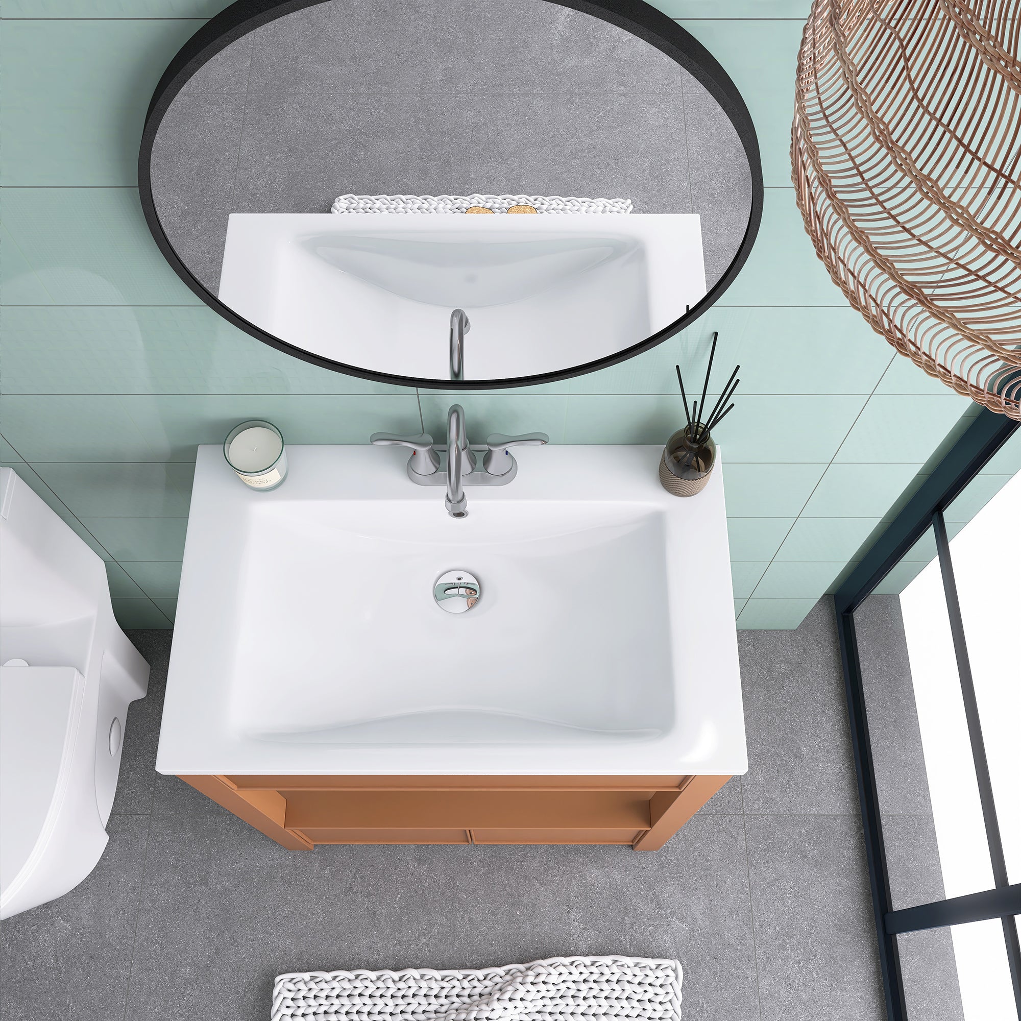 30 Inches MDF Freestanding Bathroom Vanity Set with Adjustable Shelf