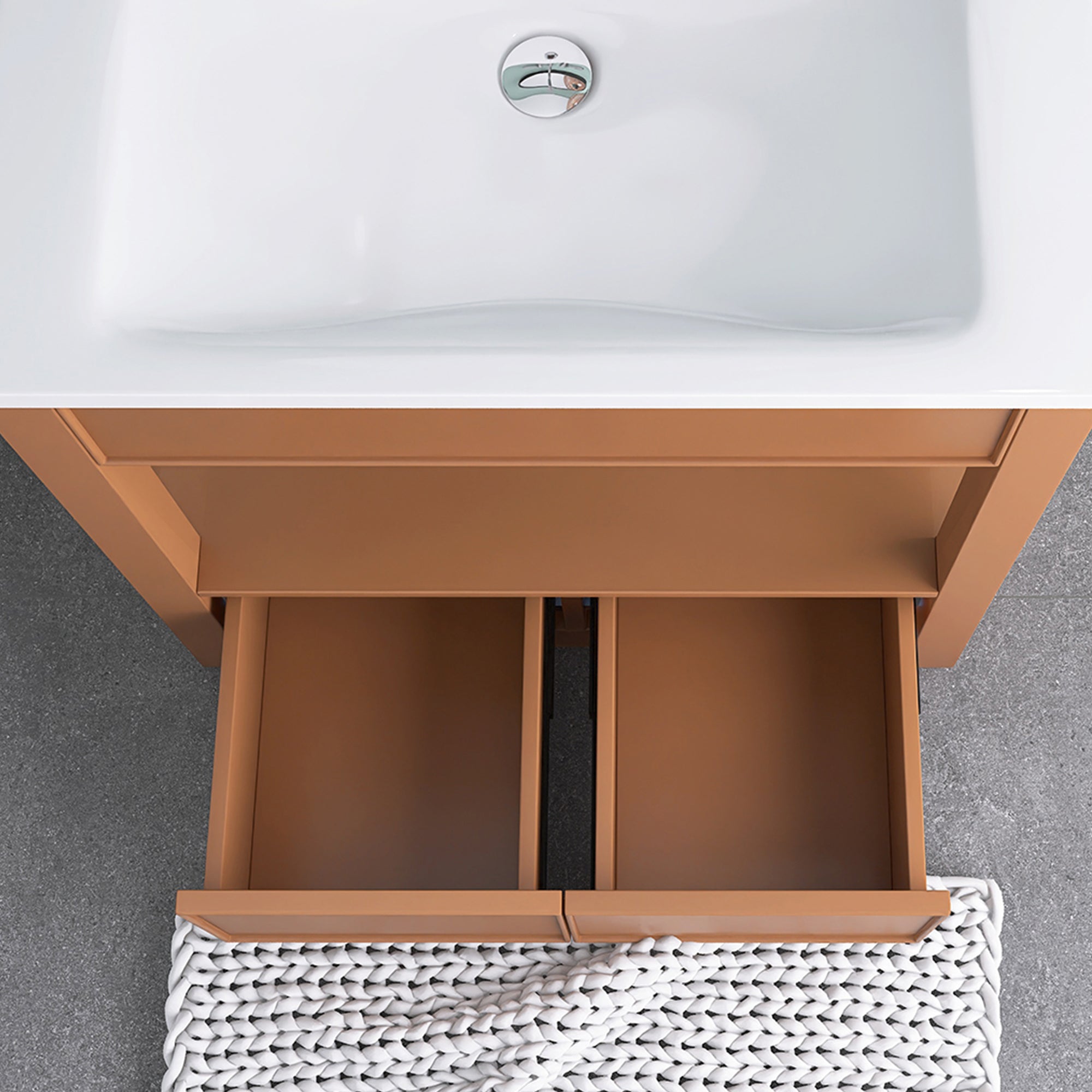 30 Inches MDF Freestanding Bathroom Vanity Set with Adjustable Shelf