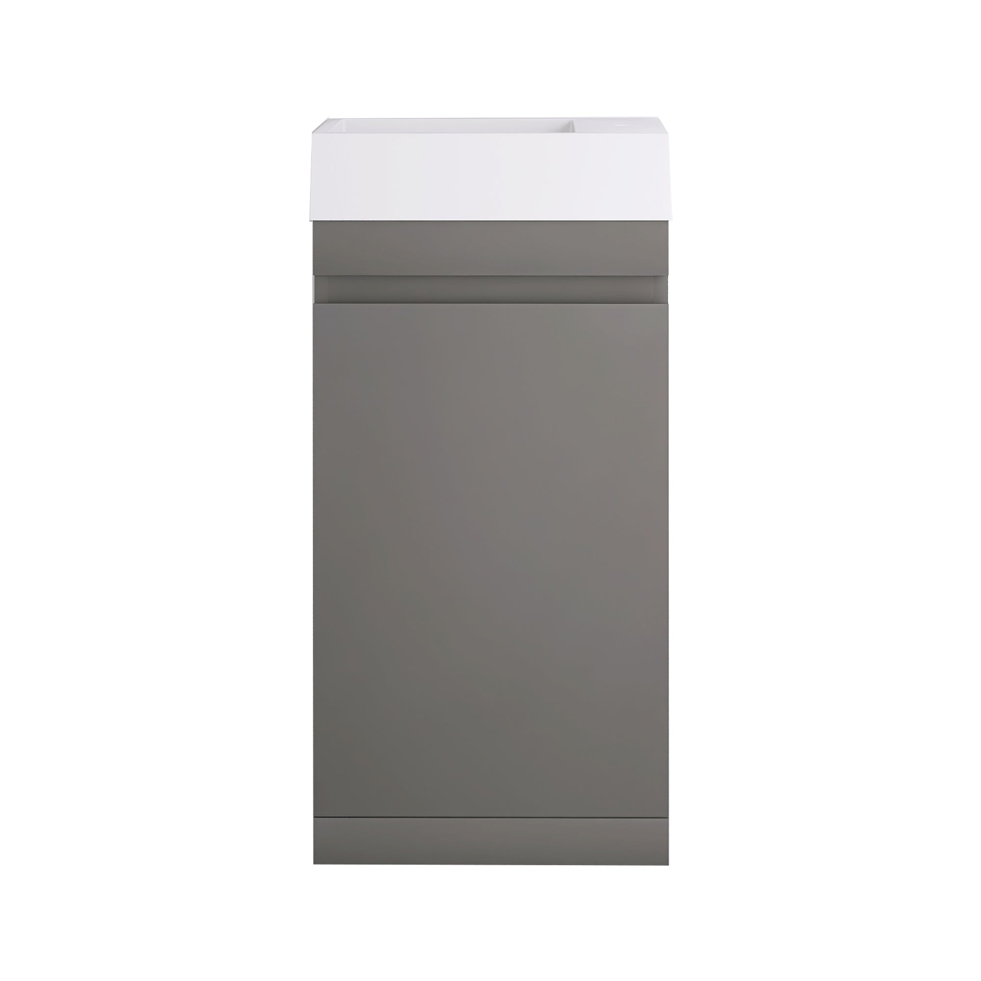 Wall-Mounted Bathroom Vanity Set in Grey with White Integrated Artificial Stone Sink