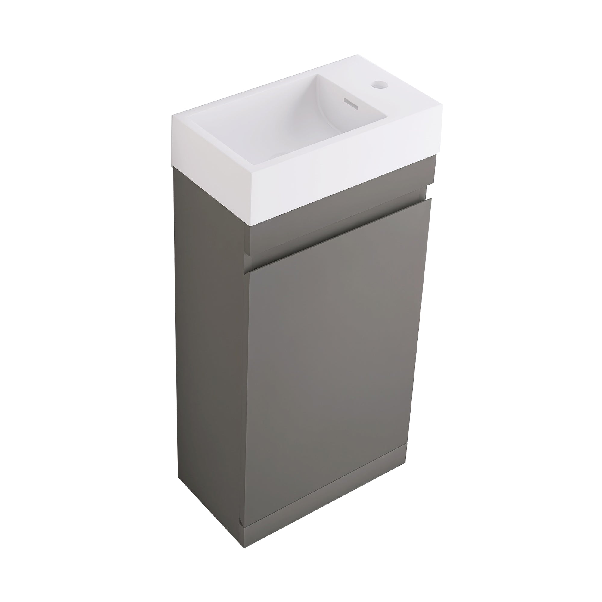 Wall-Mounted Bathroom Vanity Set in Grey with White Integrated Artificial Stone Sink