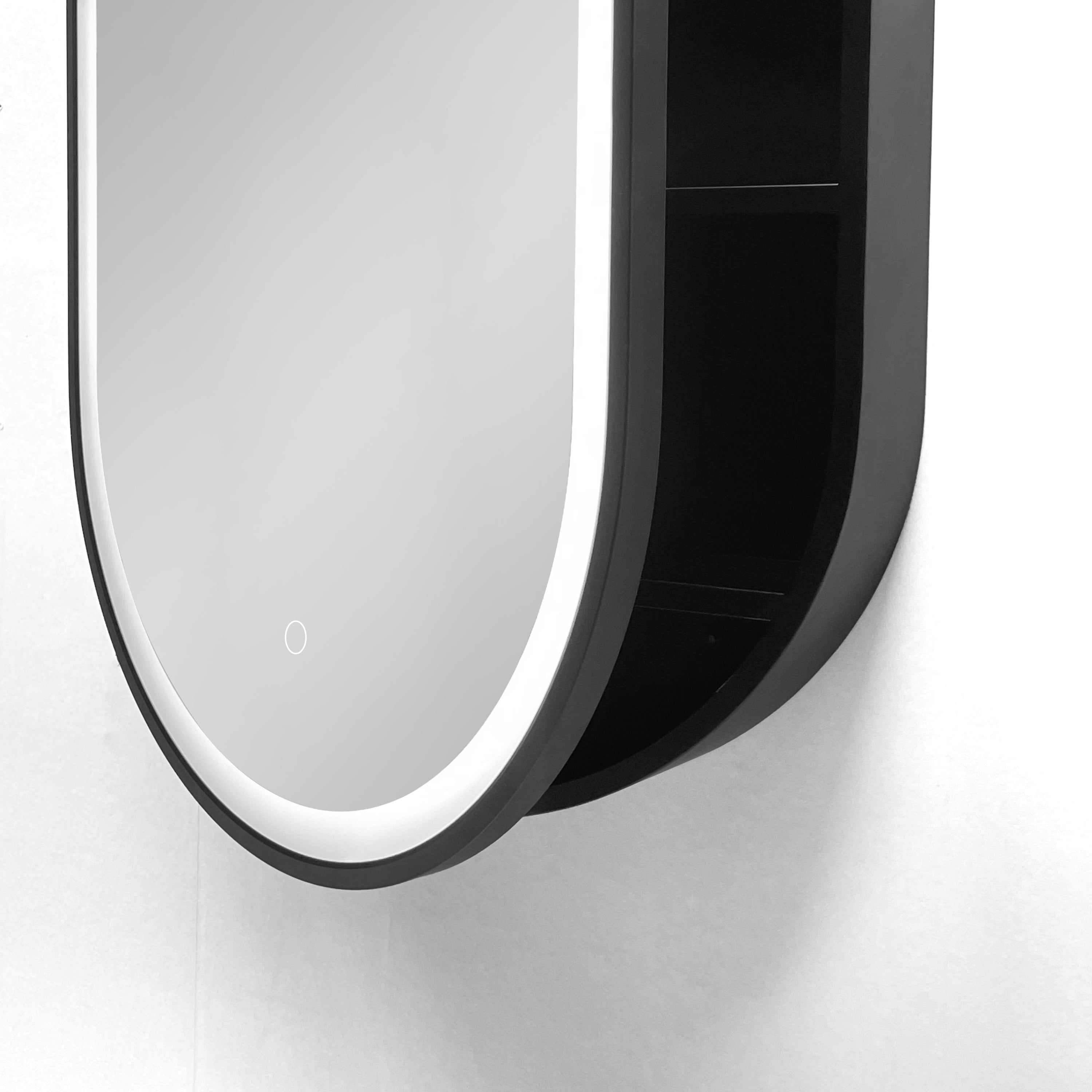 21 in. W x 31 in. H Black Framed Wall Mounted Bathroom Medicine Cabinet with LED Mirror