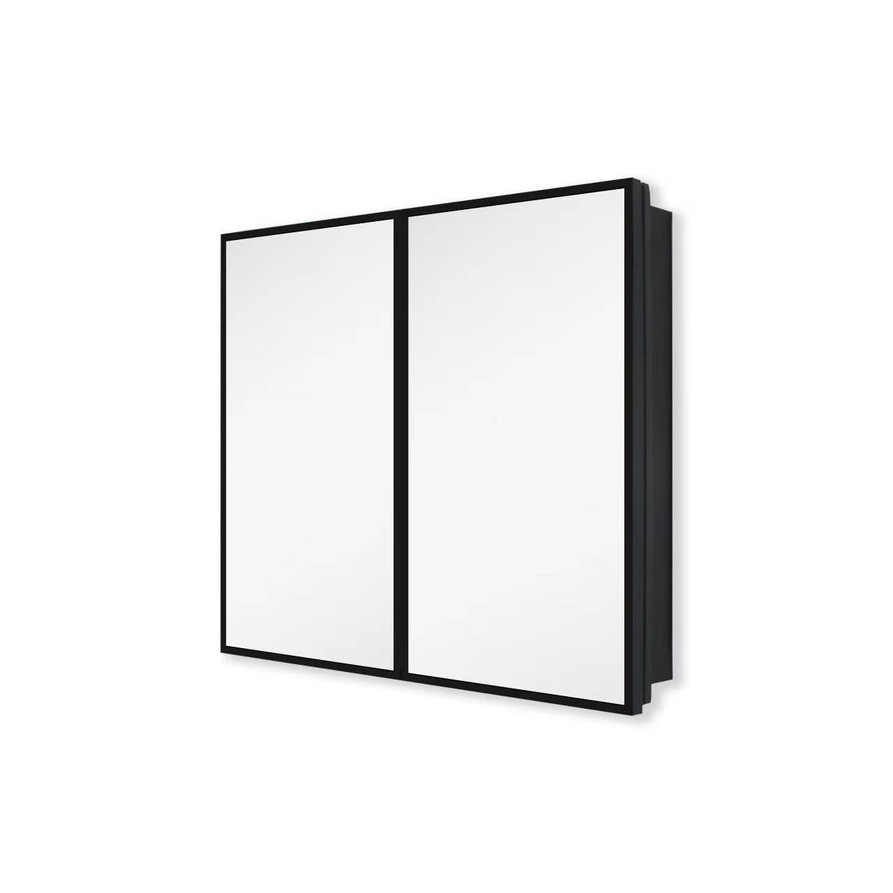 30 in. W x 26 in. H Black Framed Wall Mounted or Recessed Bathroom Medicine Cabinet with Mirror