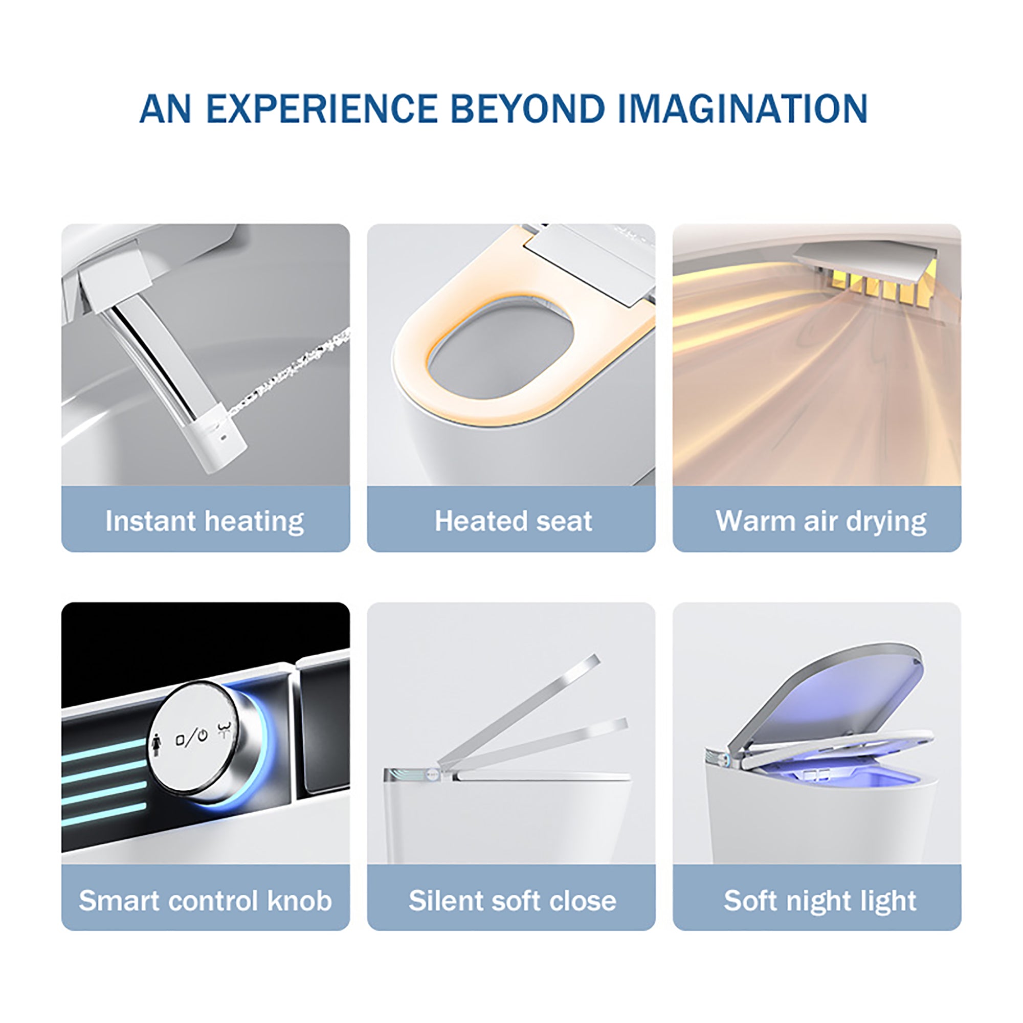Smart Toilet with Auto Flush and Heated Seat and Remote Control Ceramic Elongated Toilet