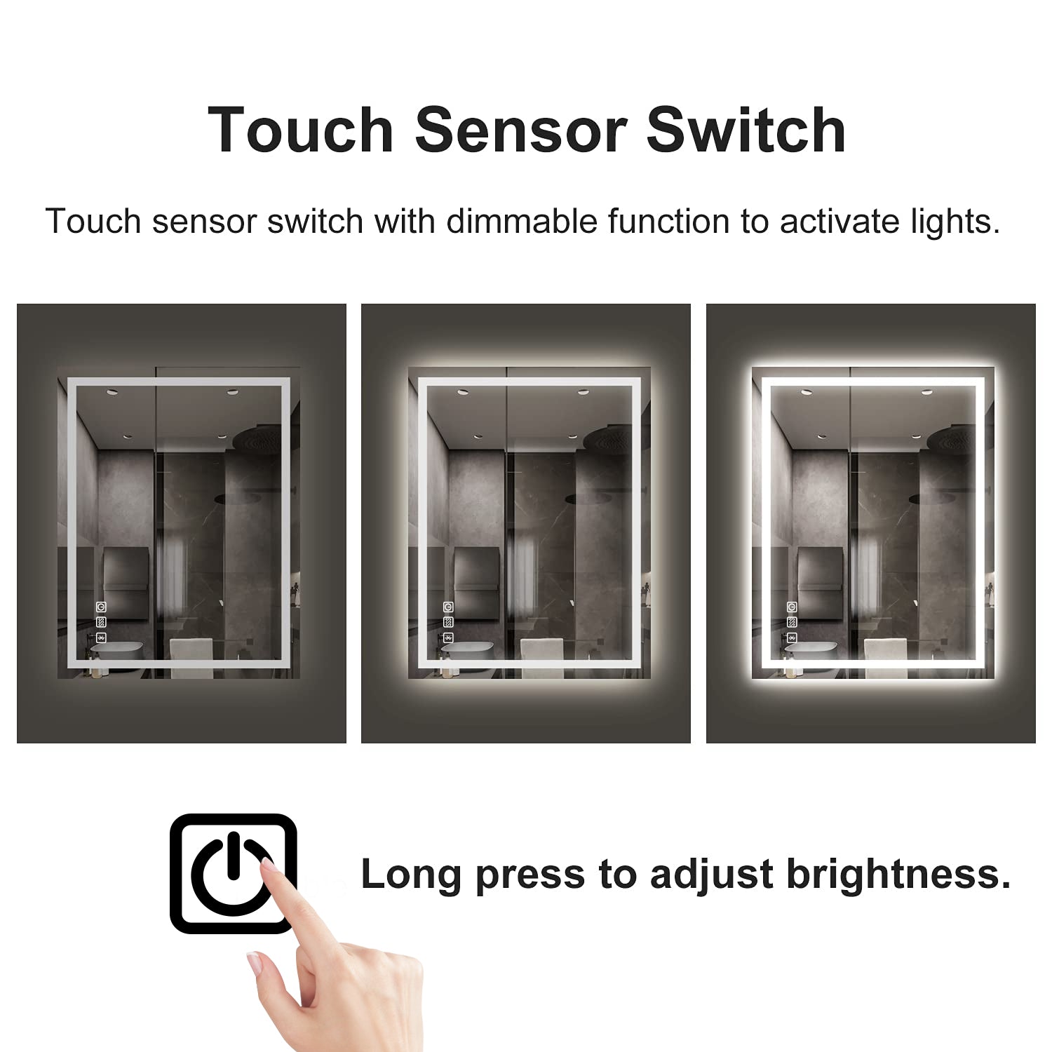 Round Frameless Anti-Fog Multi-functional Wall-Mount LED Bathroom Vanity Mirror