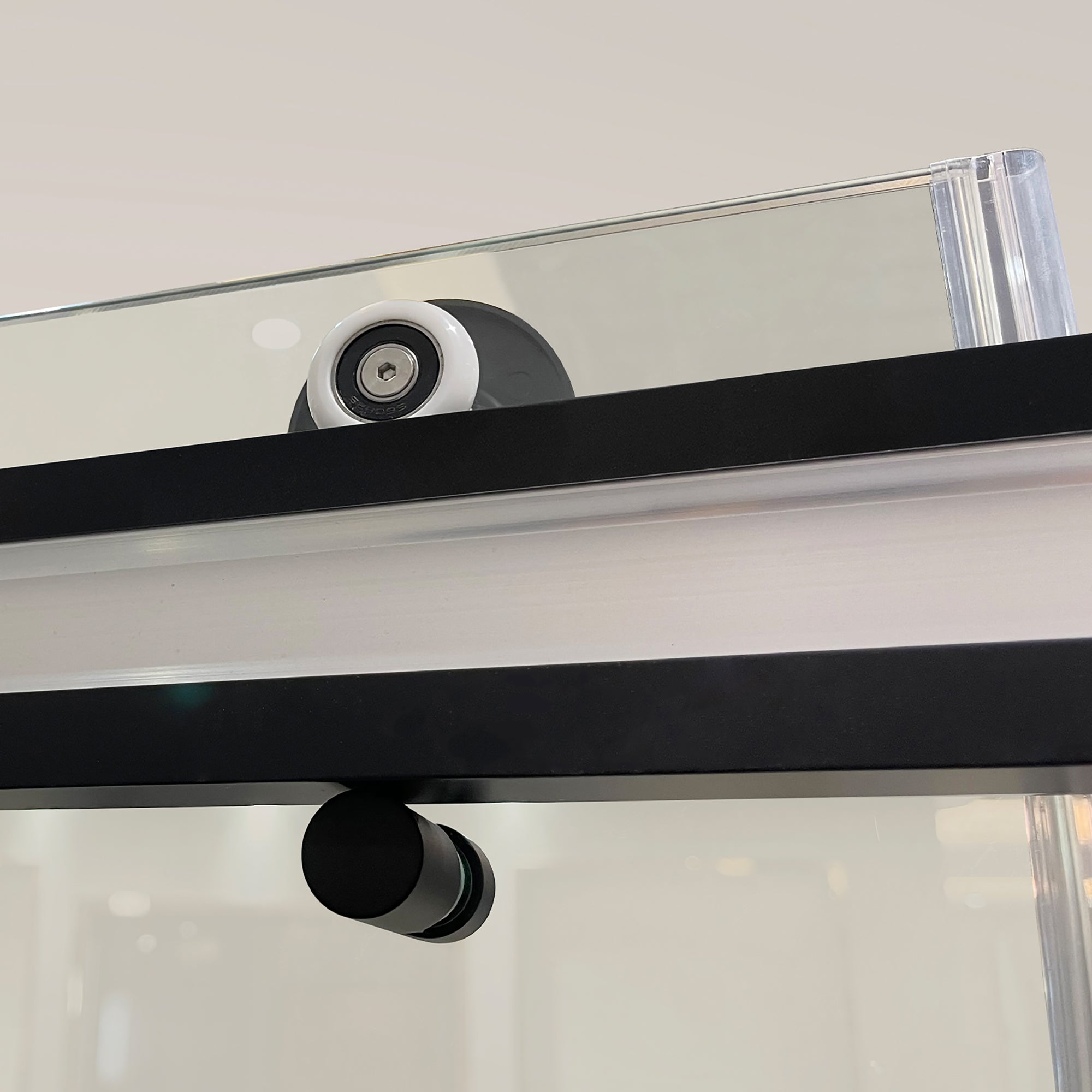 34 in. W X 72 in. H Semi-Frameless Pivot Shower Door in Matte Black with Clear Glass