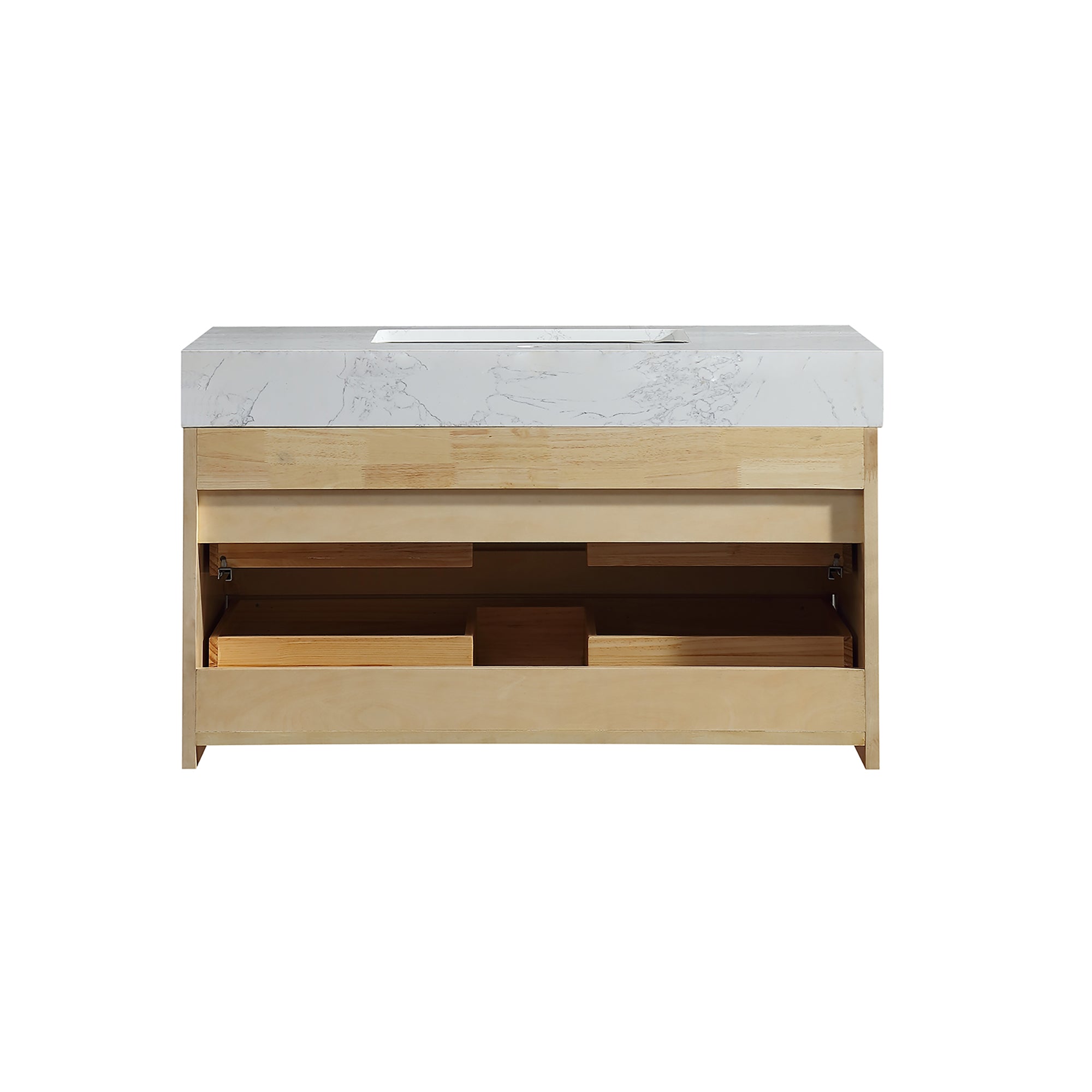 36 Inch Solid Wood Wall-Mounted Bathroom Vanity Set in Maple with Engineered Stone and Ceramic Sink