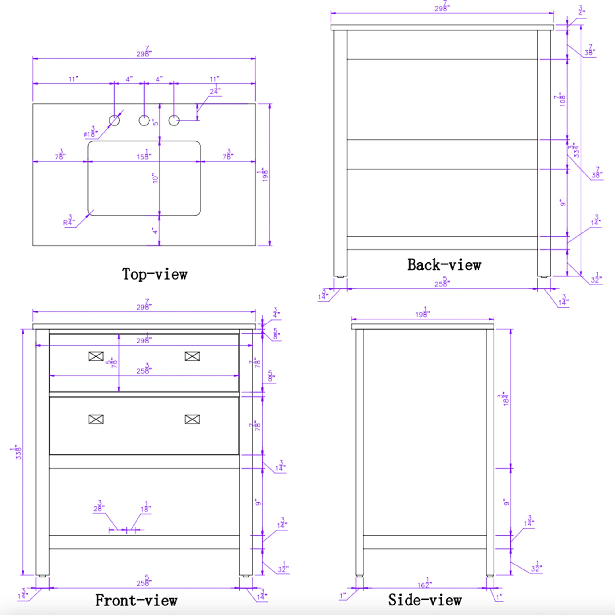 24/30 inch Plywood Freestanding Bathroom Vanity Set with Open Shelf and Ceramic Sink