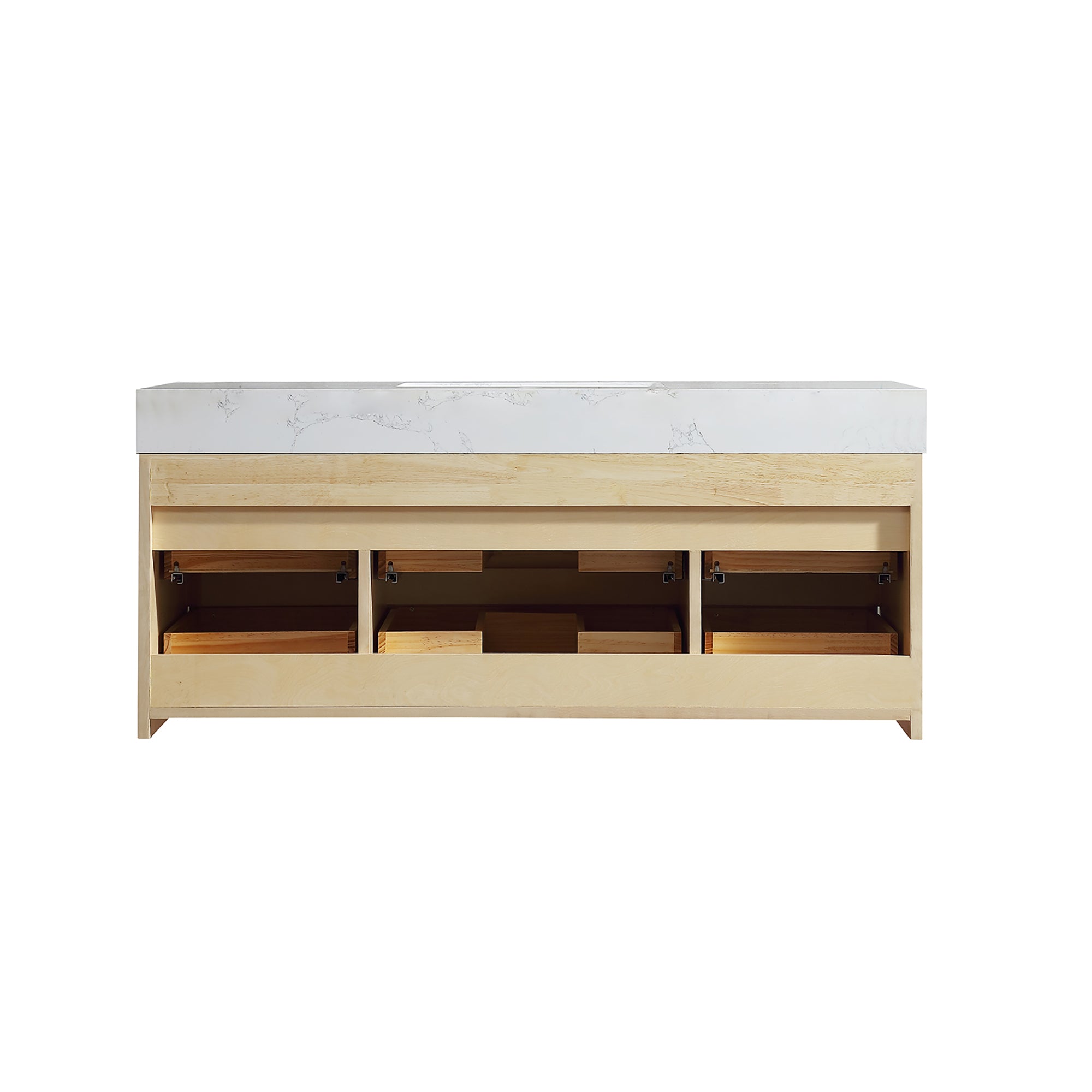 36 Inch Solid Wood Wall-Mounted Bathroom Vanity Set in Maple with Engineered Stone and Ceramic Sink