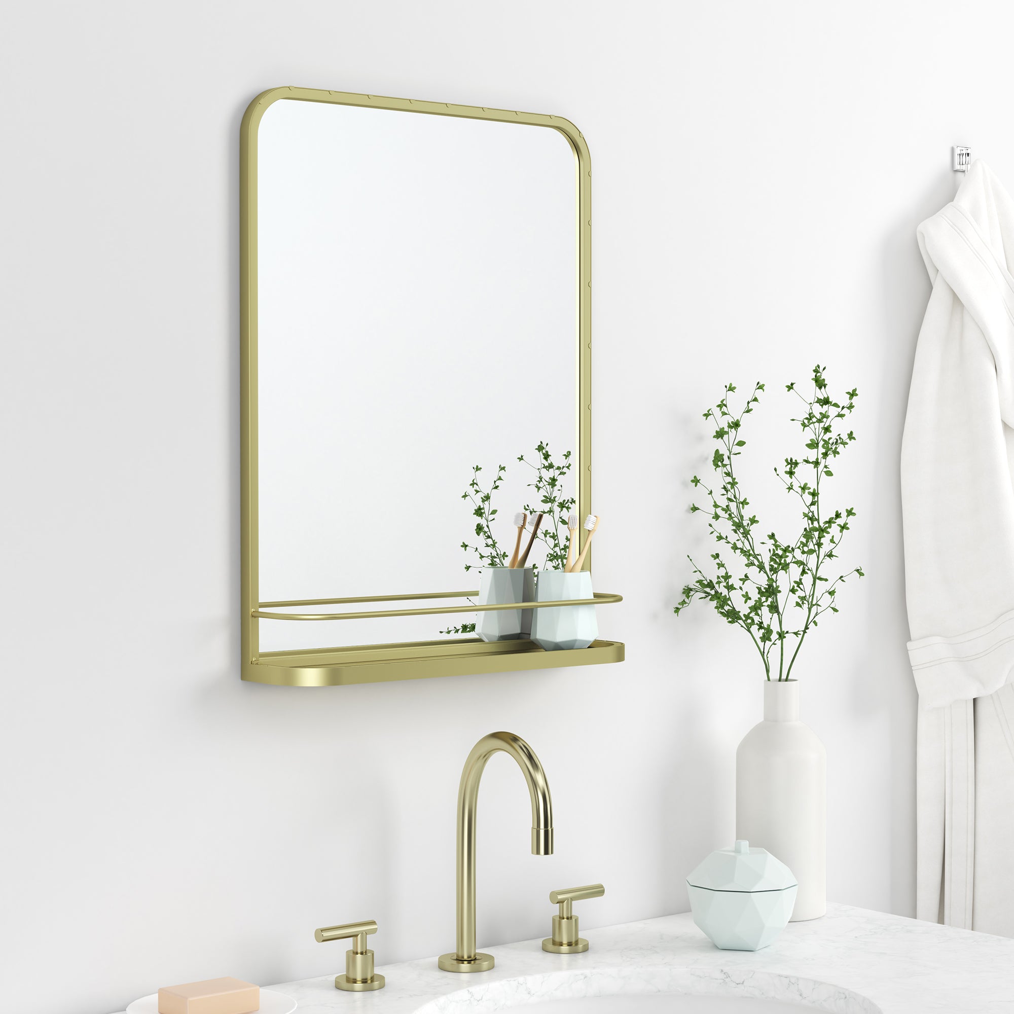 Rectangular Framed Wall Mounted Bathroom Vanity Mirror