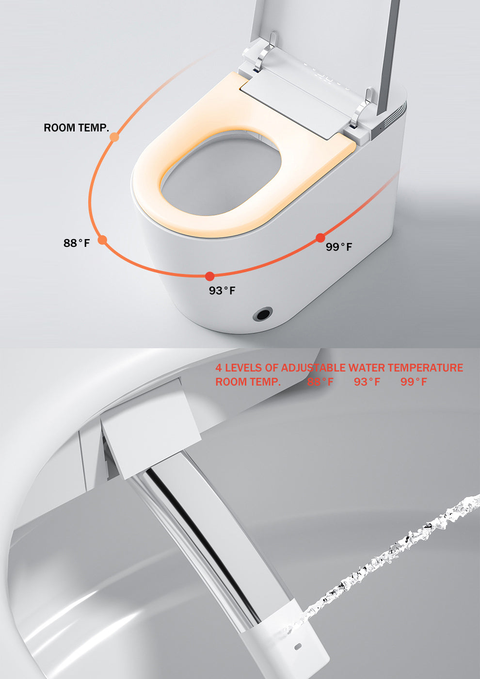Smart Toilet with Auto Flush and Heated Seat and Remote Control Ceramic Elongated Toilet