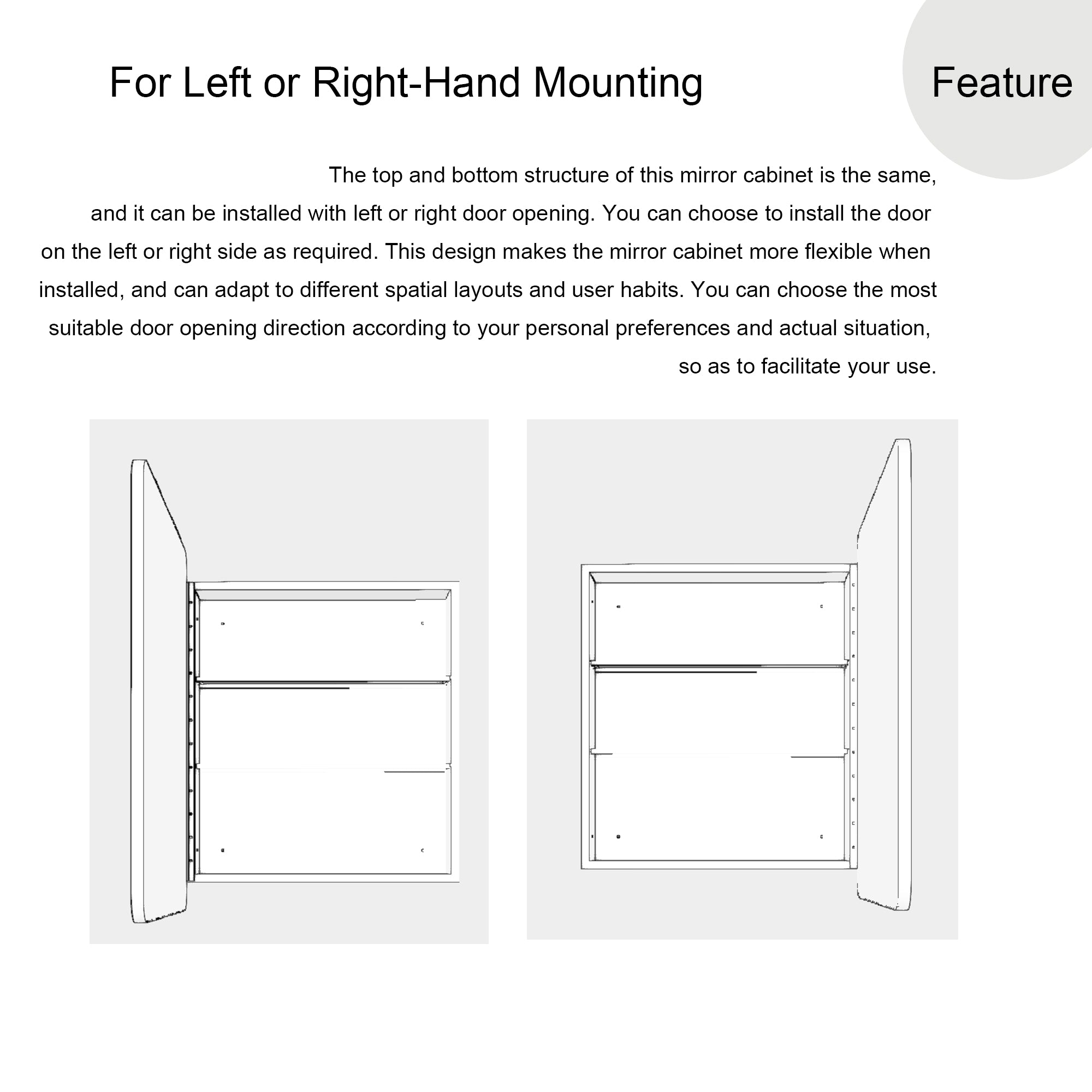 Surface or Recessed Mount 1 Door Framed Mirrored Medicine Cabinet with Shelves