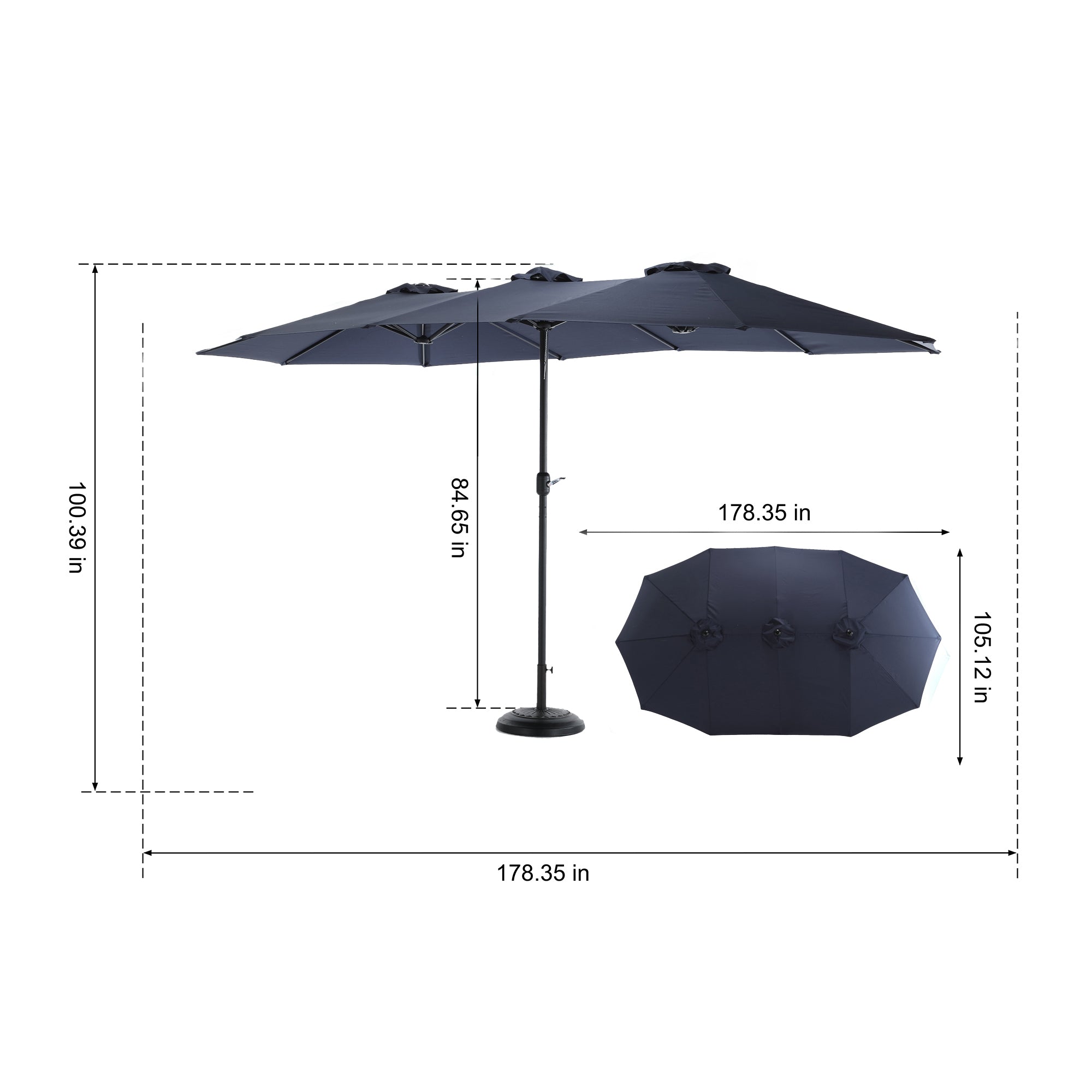 14.8 ft. Double Sided Patio Umbrella Rectangular Large with Crank BOHFPU01NB
