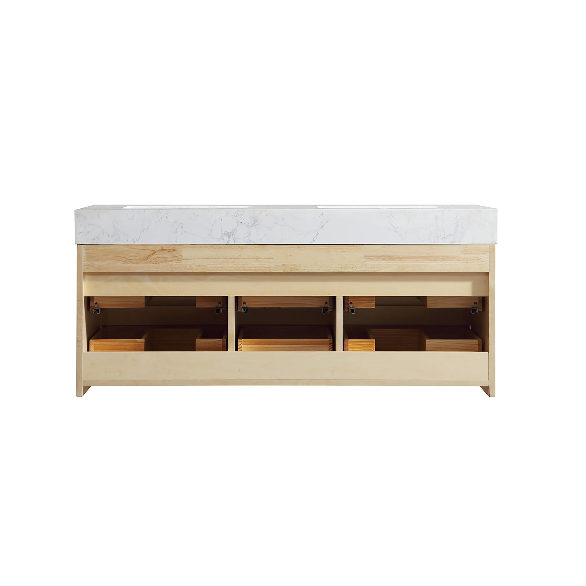 36 Inch Solid Wood Wall-Mounted Bathroom Vanity Set in Maple with Engineered Stone and Ceramic Sink