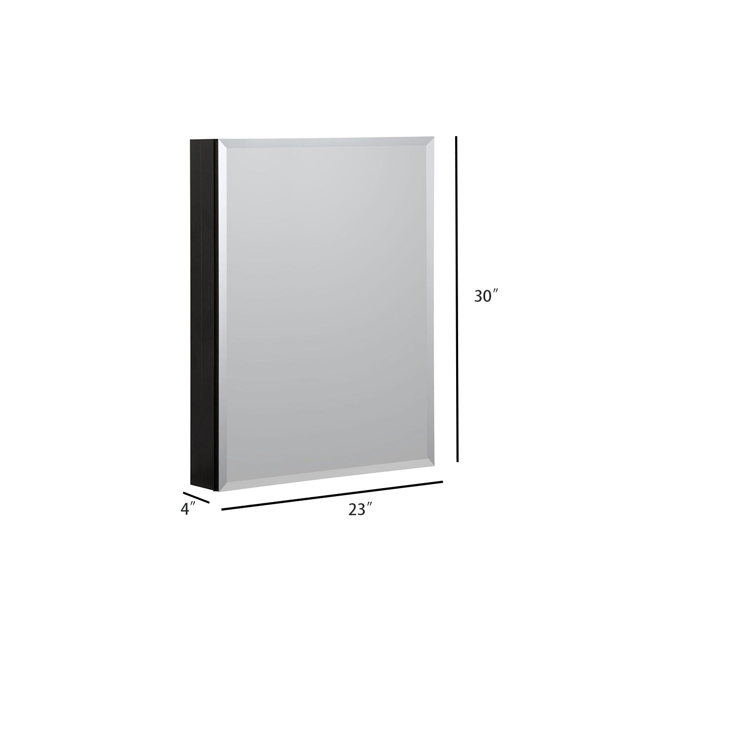 Surface Mount  Rectangular Aluminum Framed Medicine Cabinet with Mirror and Shelves