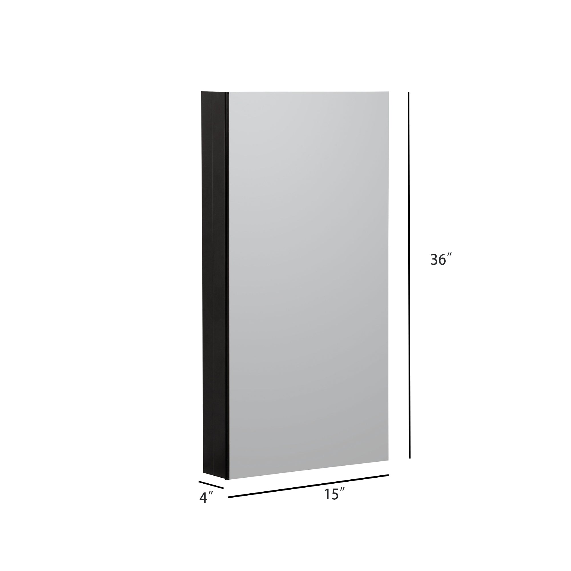 Surface Mount/Recessed Rectangular Aluminum Framed Medicine Cabinet with Mirror and Shelves