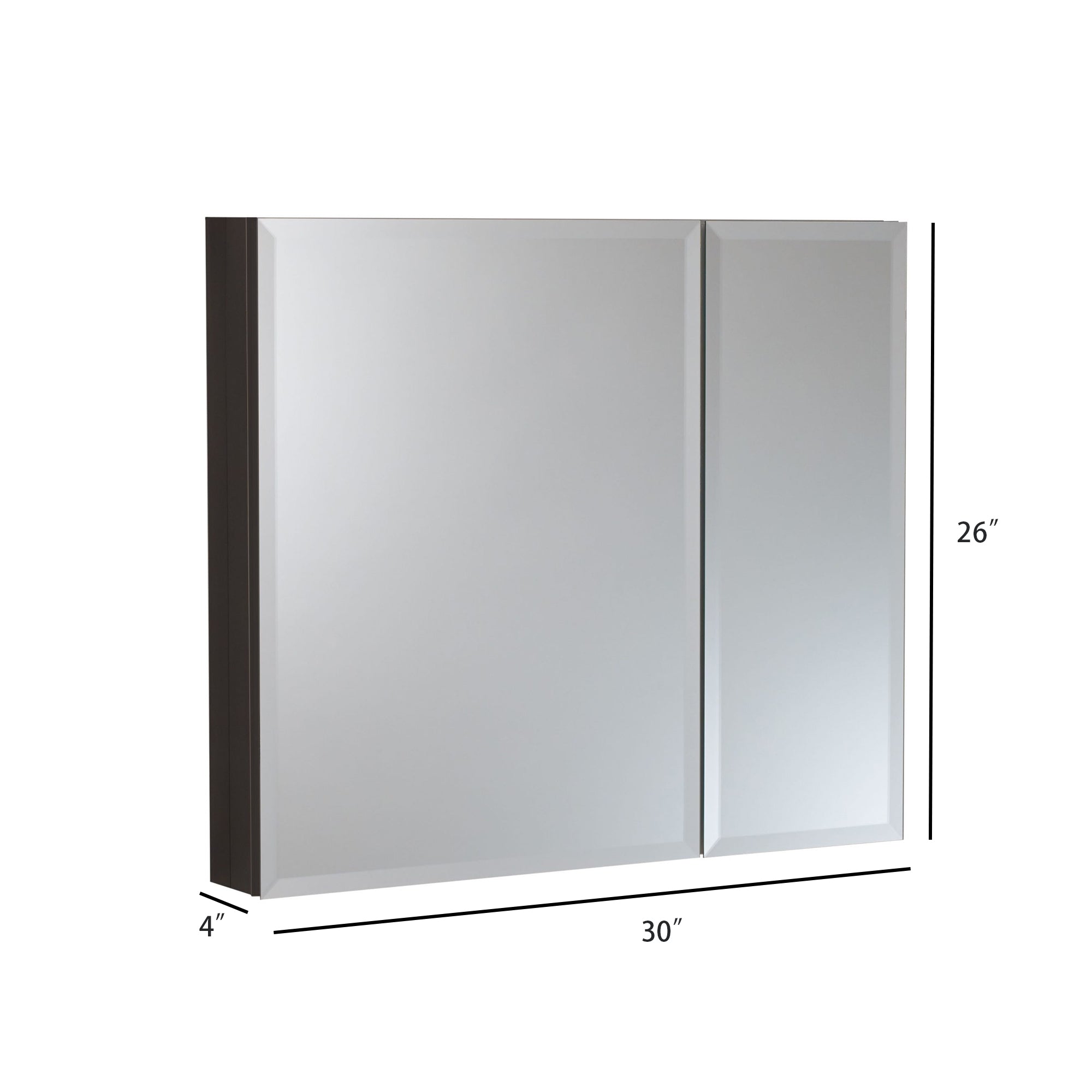 Surface Mount/Recessed Rectangular Aluminum Framed Medicine Cabinet with Mirror and Shelves