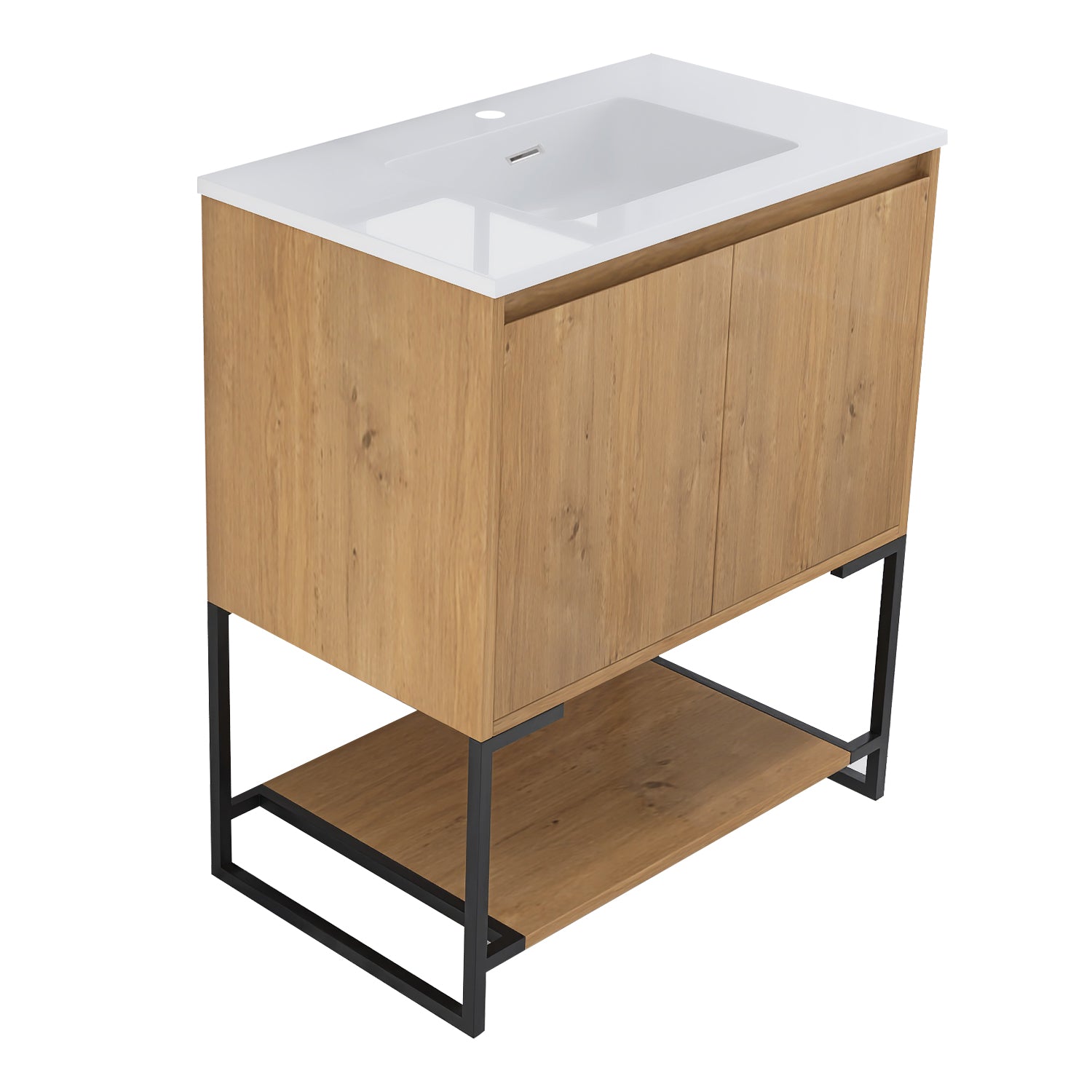 30 in. OAK-W Freestanding Bathroom Vanity Set with Integrated Sink