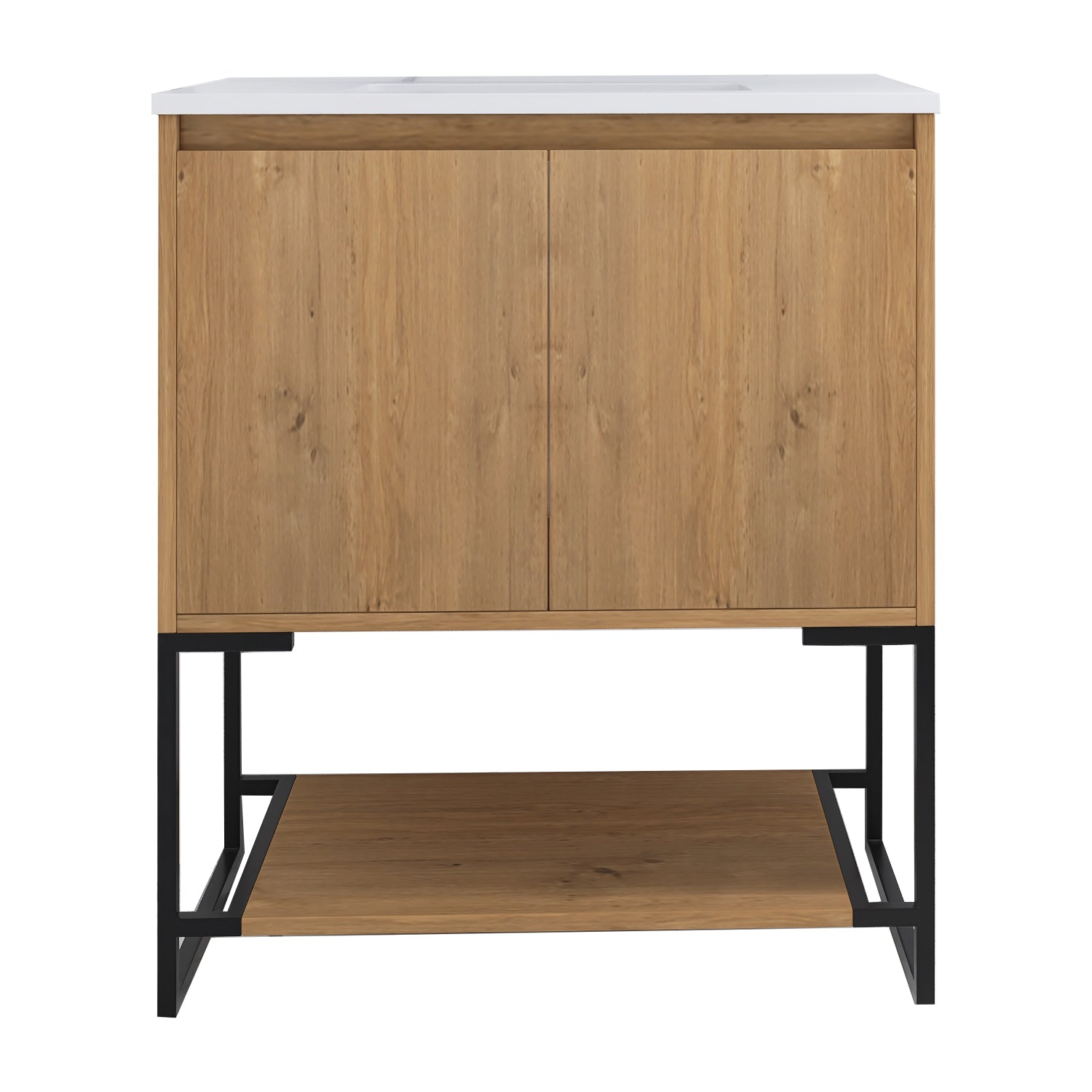 30 in. OAK-W Freestanding Bathroom Vanity Set with Integrated Sink