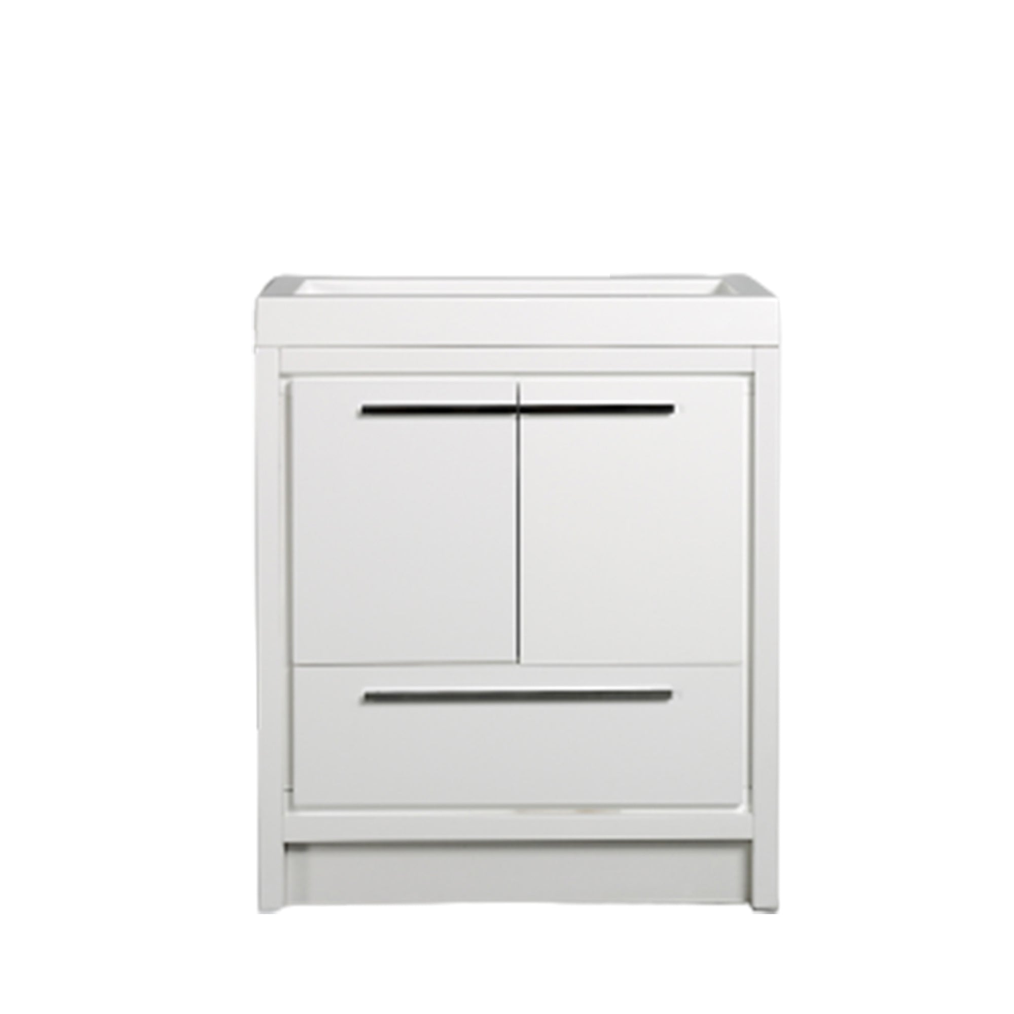 24 in. Freestanding Bathroom Vanity Set in HG-White with Integrated Solid Surface Sink