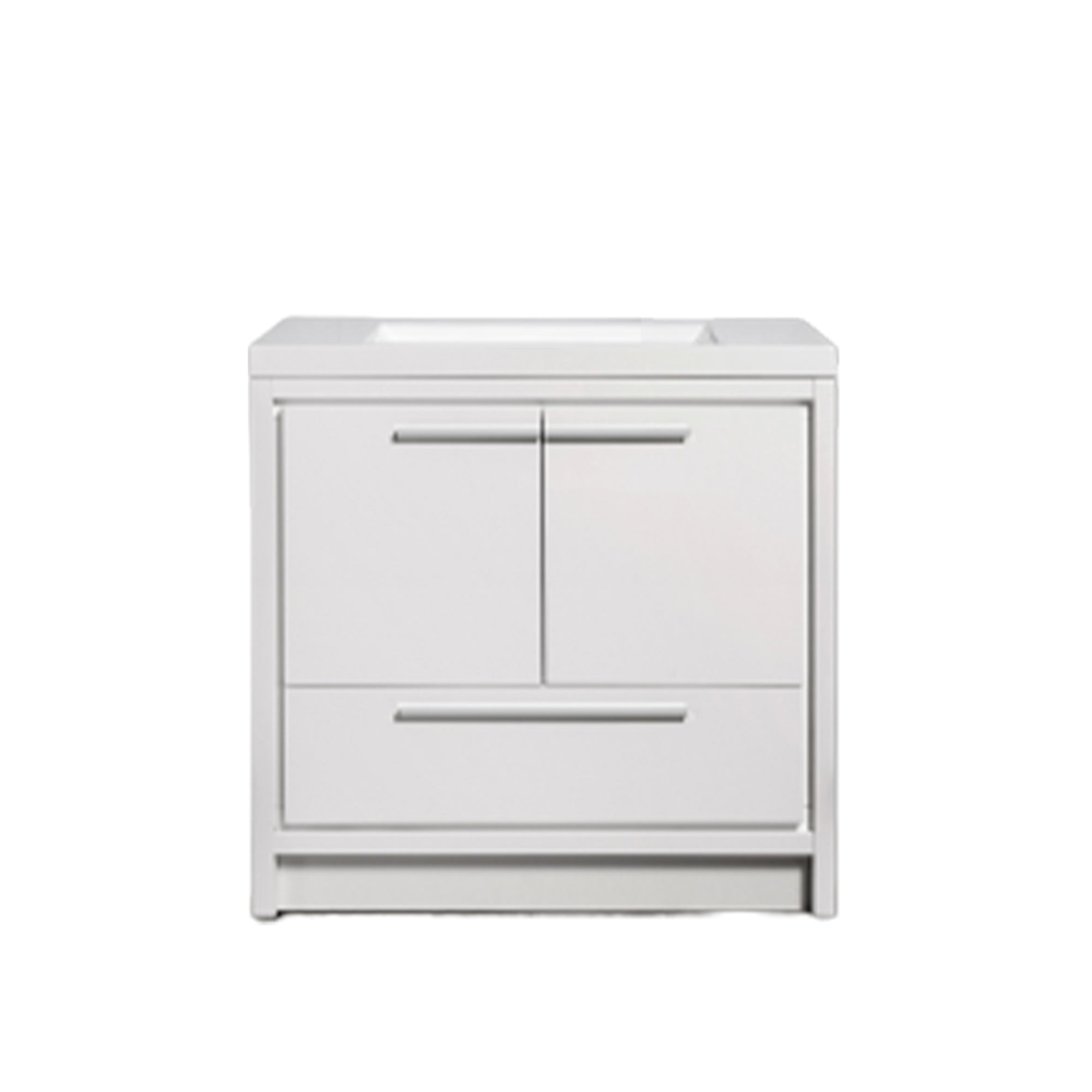 36 in. Freestanding Bathroom Vanity Set in HG-White with Integrated Solid Surface Sink