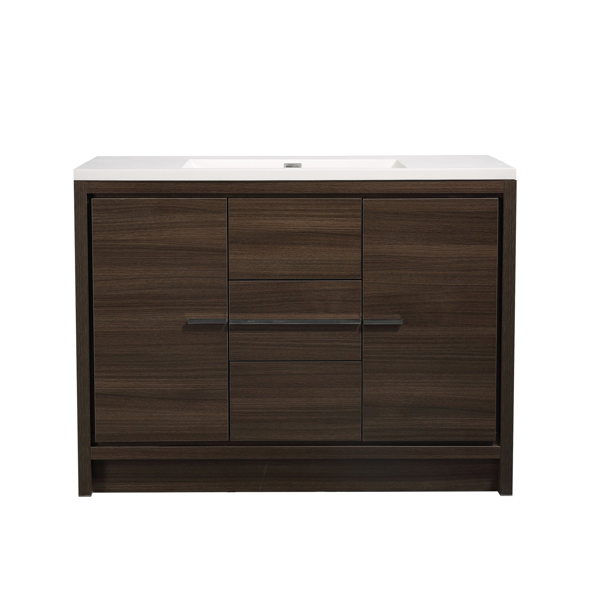 48 in. Freestanding Bathroom Vanity Set in Grey Oak with Integrated Solid Surface Sink