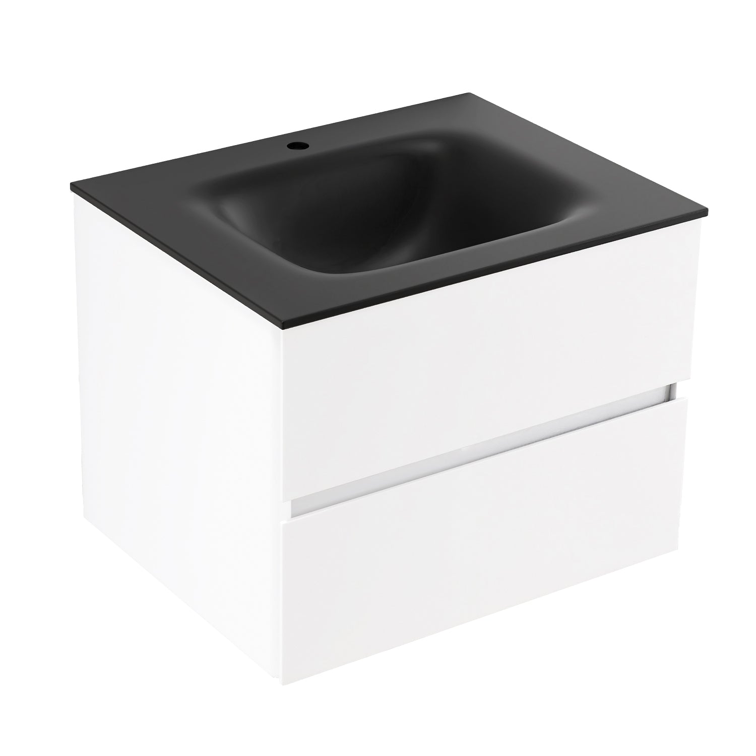 26 in. Wall-Mounted Bathroom Vanity Set in White with Black Quartz Top and Integrated Sink