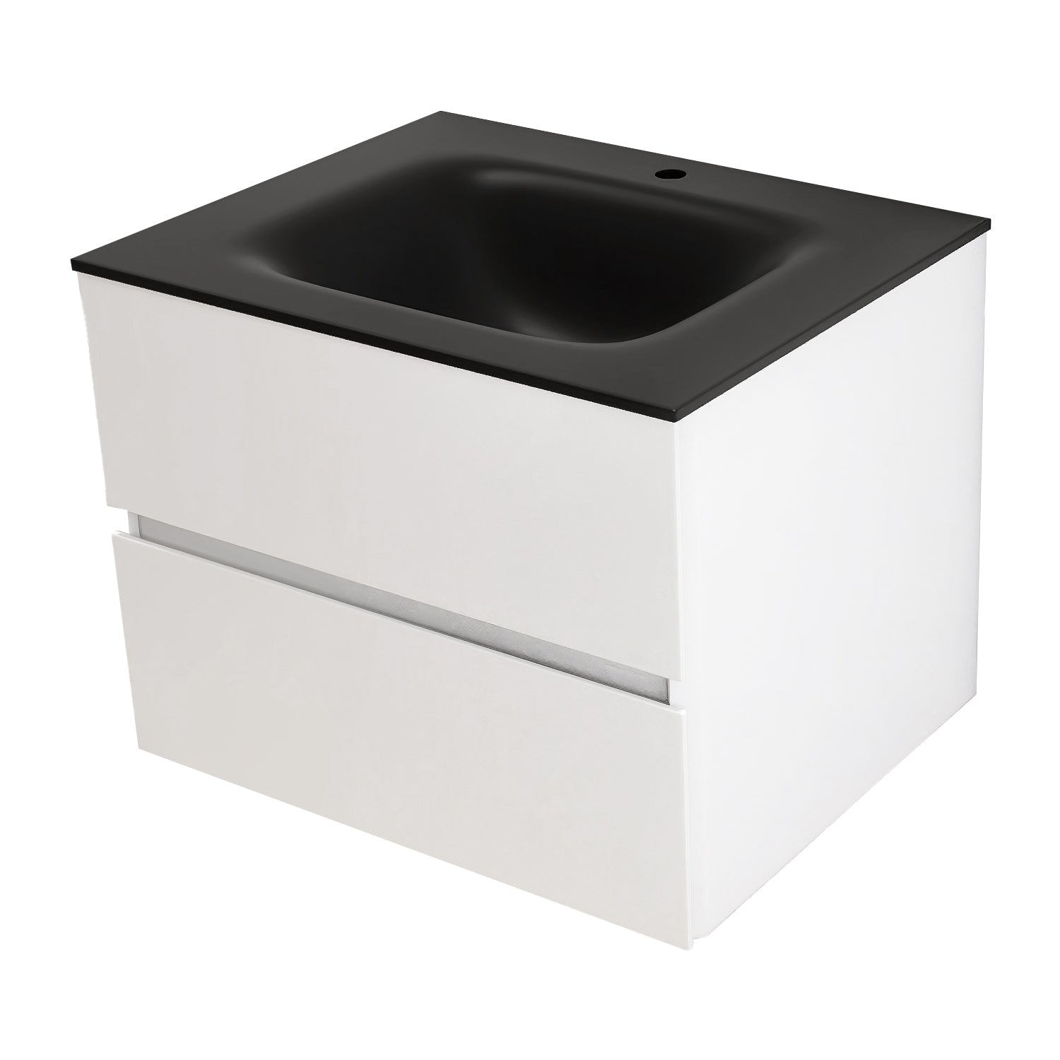26 in. Wall-Mounted Bathroom Vanity Set in White with Black Quartz Top and Integrated Sink