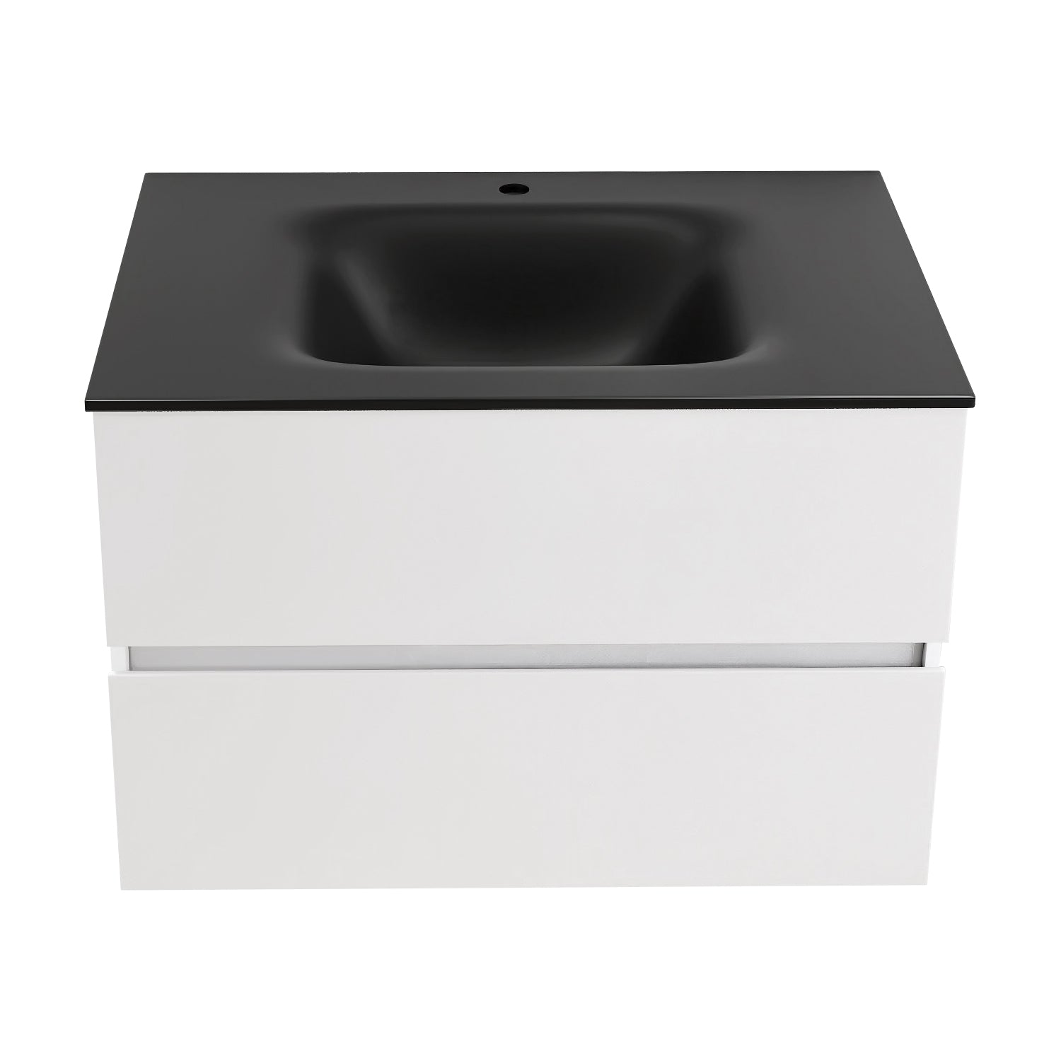 30 in. Wall-Mounted Bathroom Vanity Set in White with Black Quartz Top and Integrated Sink